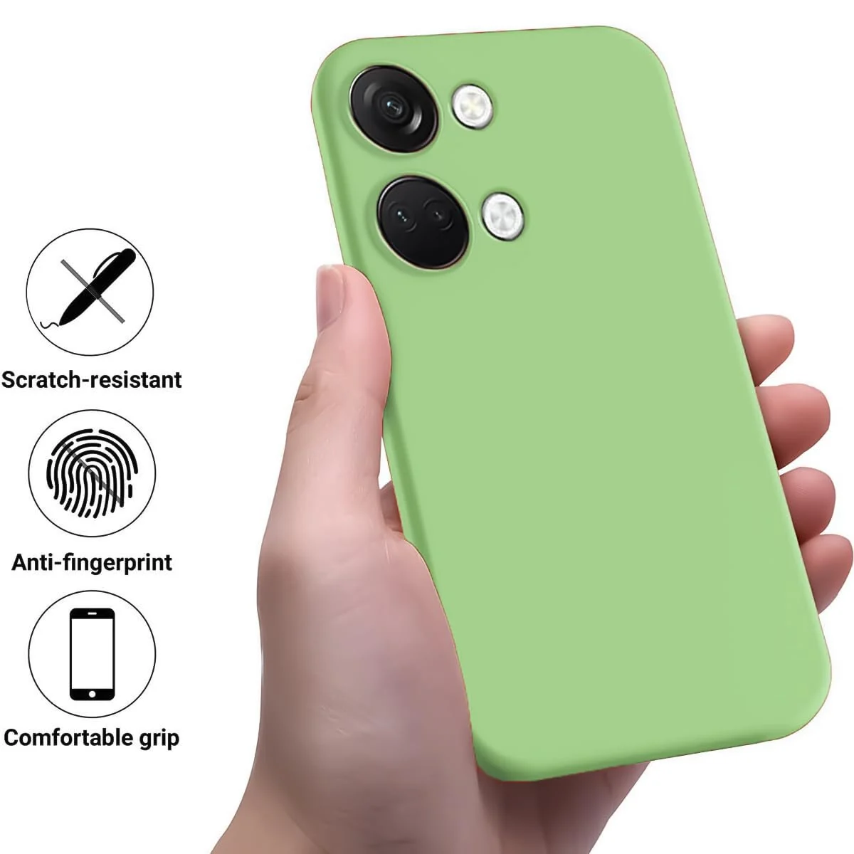DL3 Mobilak Soft Silicone Protective Case for OnePlus Nord 3 with Microfiber Lining and Shockproof Design - Light Green