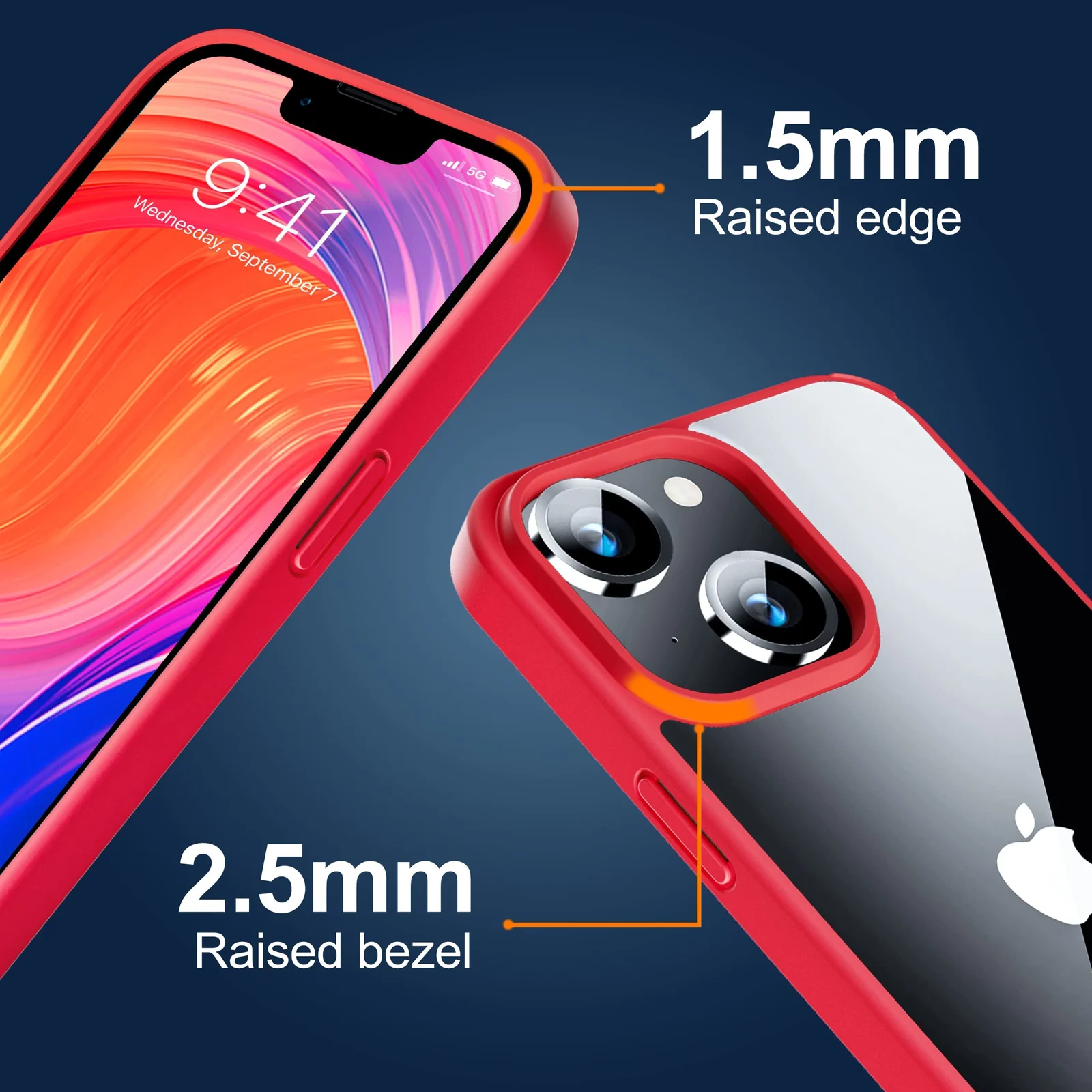 DL3 Mobilak Clear Protective Case for iPhone 14 - Red