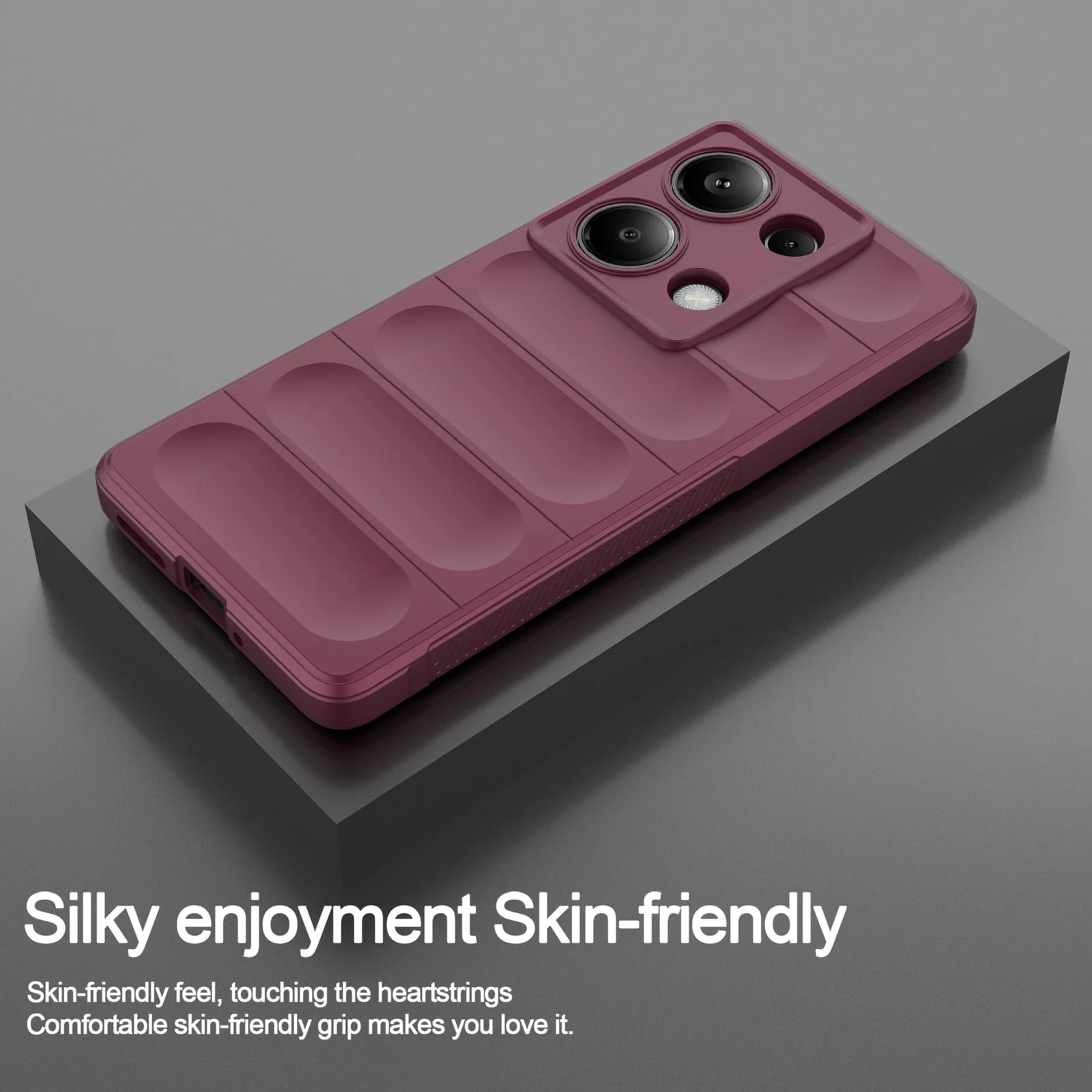 DL3 Mobilak Silicone Case for Xiaomi Redmi Note 13 Pro 4G/Poco M6 Pro 4G Heavy Duty Protective Shockproof Soft Flexible Protective Design Shock-TPU Cover With Camera Protection - Wine Red