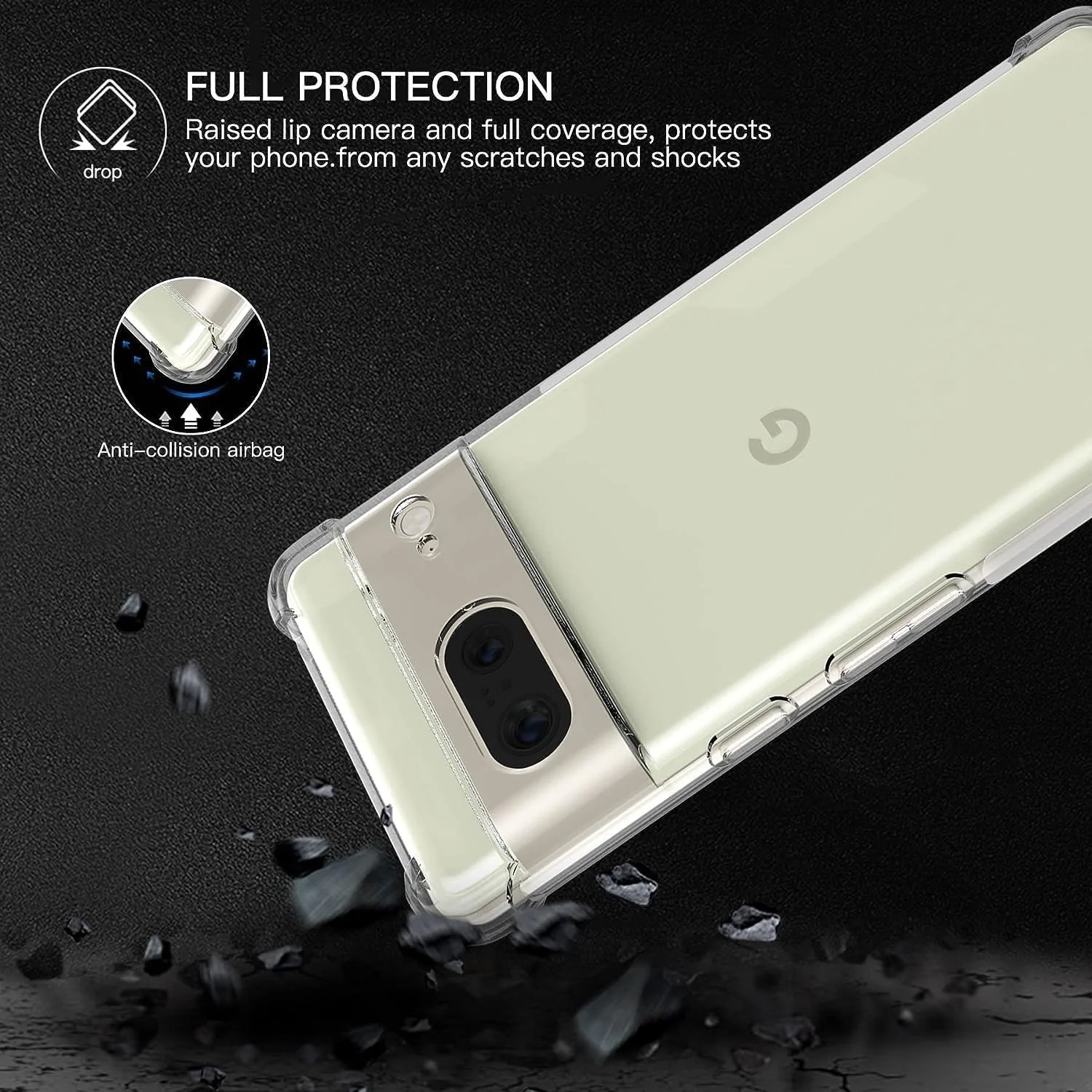 DL3 Mobilak Case Compatible with Google Pixel 8, Cover Silicone TPU Gorilla Anti-shock Protector Camera Shockproof Corners - Clear
