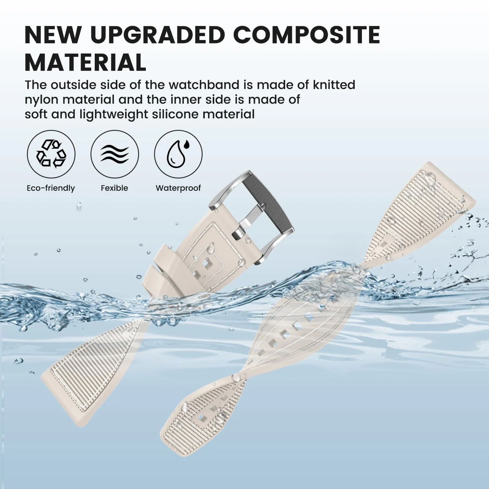 DL3 Mobilak Sport Silicone Nylon Band Designed for Apple Watch Band 49mm 46mm 45mm 44mm 42mm for Men Women, Waterproof Soft Replacement Strap for iWatch Ultra2 Ultra SE SE2 Series 10 9 8 7 6 5 4 3 2 1 - Beige