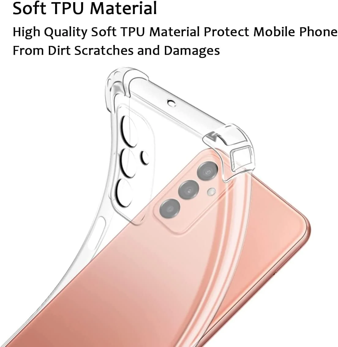 DL3 Mobilak Case Compatible with Samsung Galaxy M23 / M13 4G / F23, Cover Silicone TPU Gorilla Anti-shock Protector Camera Shockproof Corners - Clear