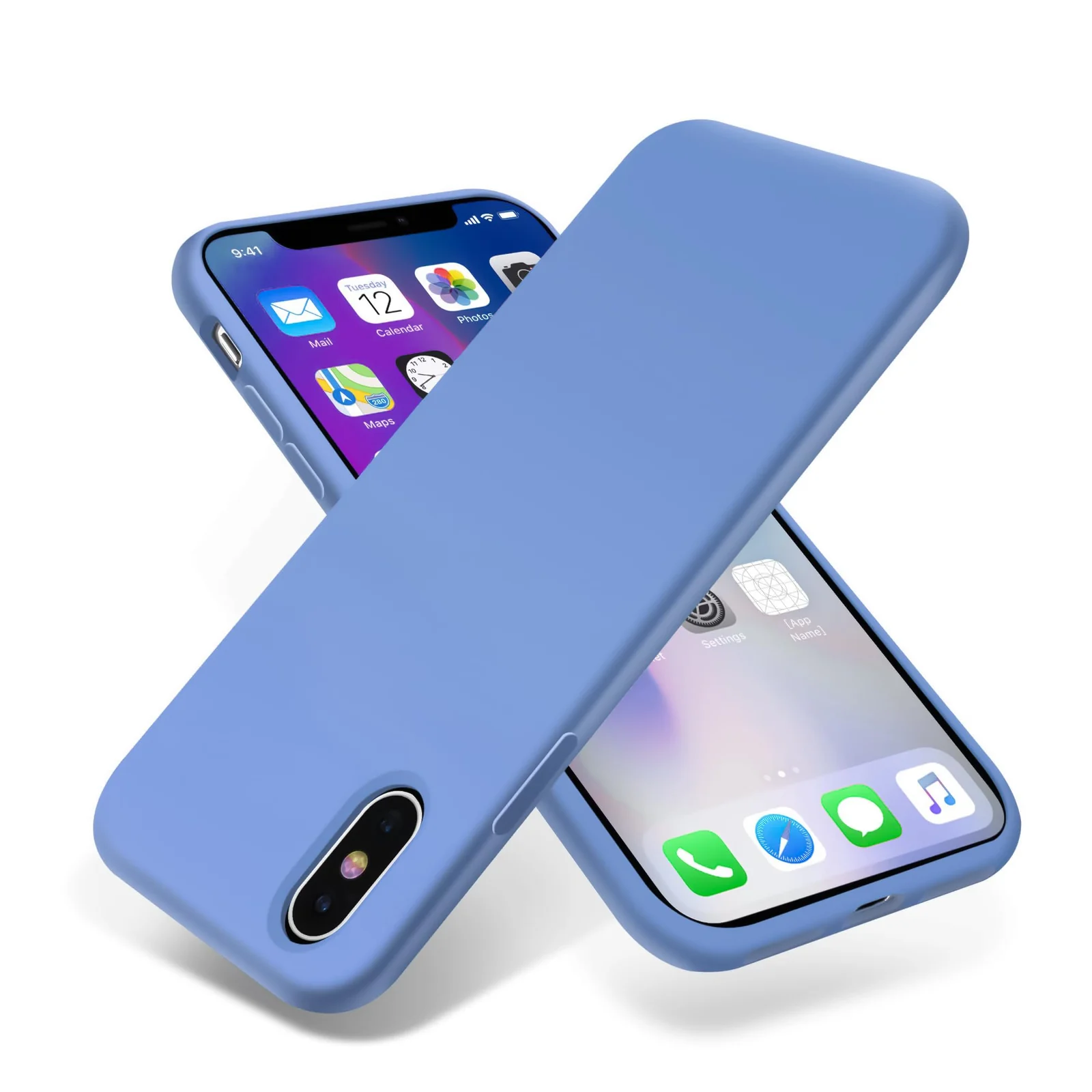DL3 Mobilak Liquid Silicone Protective Case for iPhone XS Max with Camera Protection and Microfiber Lining - Light Blue