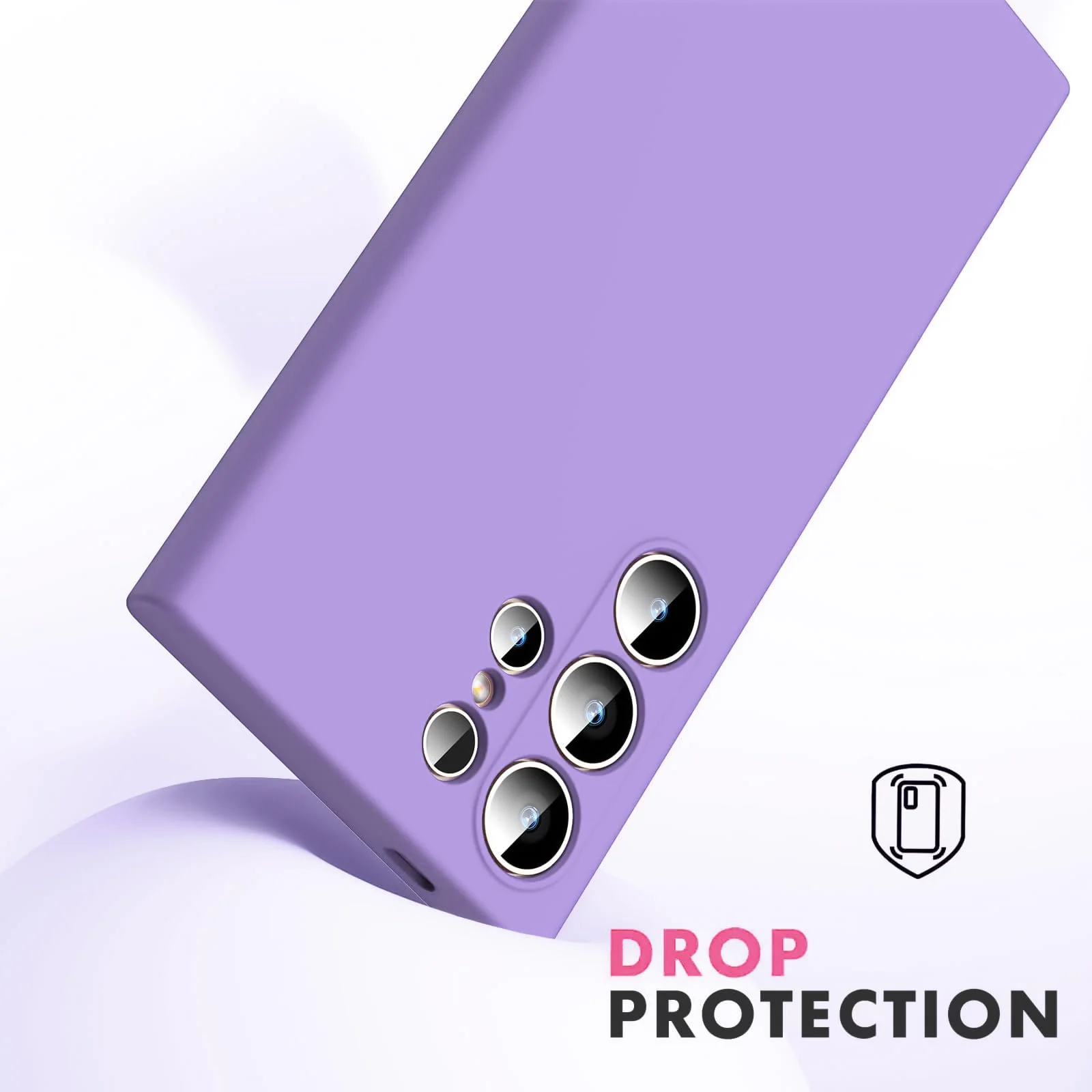 DL3 Mobilak Liquid Silicone Protective Case with Soft Microfiber Lining with Full Camera Protection for Samsung Galaxy S23 Ultra - Light Purple