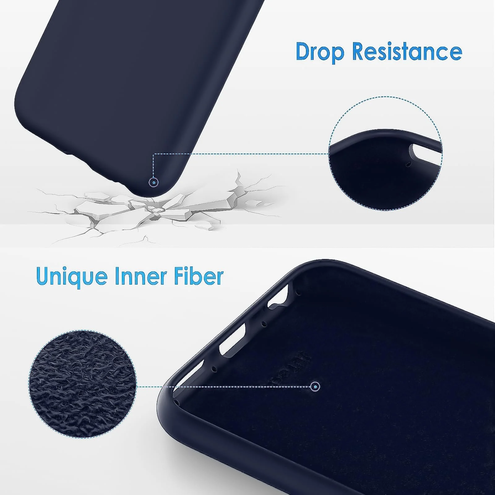 DL3 Mobilak Liquid Silicone Case for iPhone 6 Plus / 6S Plus, Shock-absorbing protection, Scratch-resistant surface, Soft microfiber lining - Dark Blue