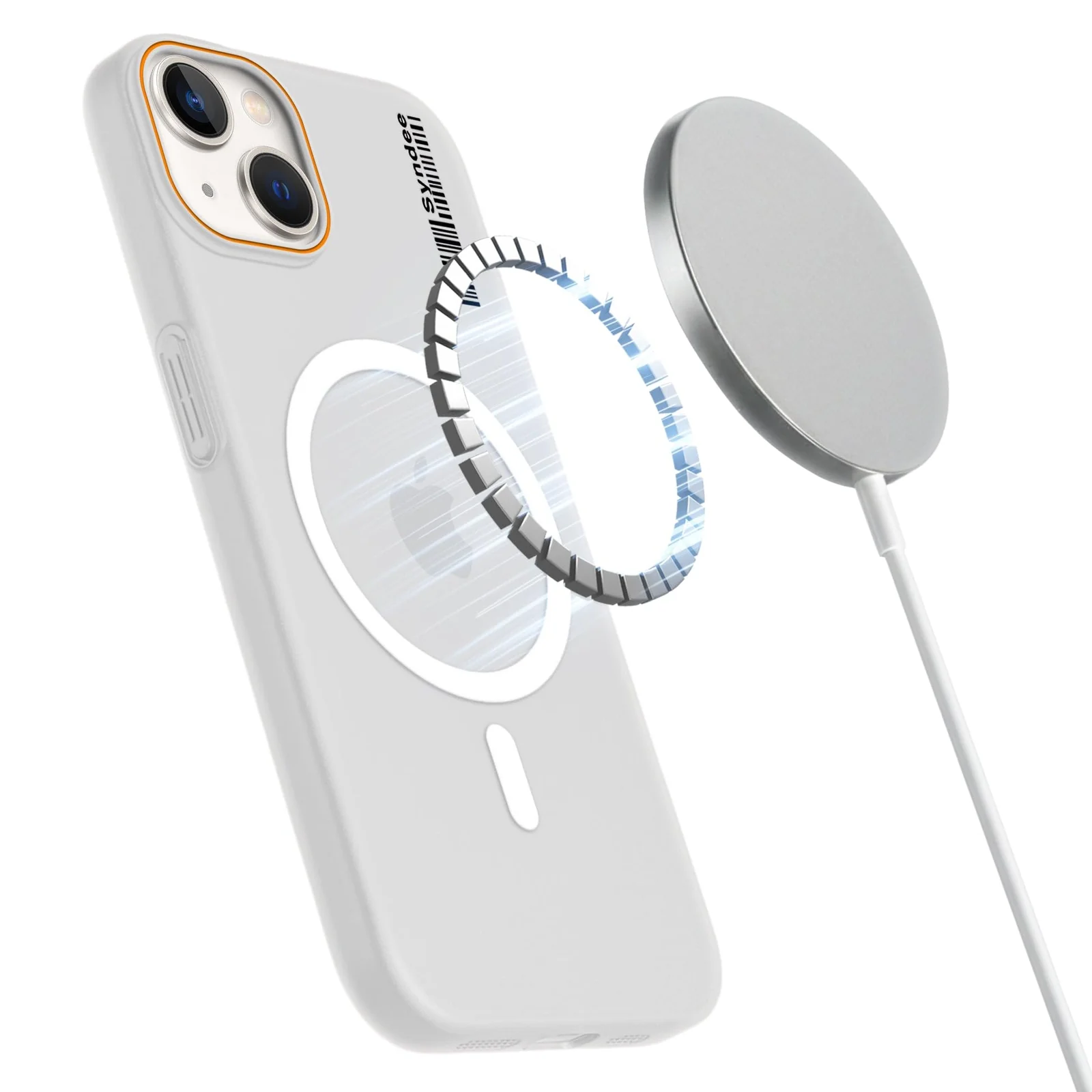 DL3 Mobilak Translucent Matte Case for iPhone 15 6.1 Inch, Compatible with MagSafe accessories, Shock-absorbing protection, Integrated ring holder - Clear