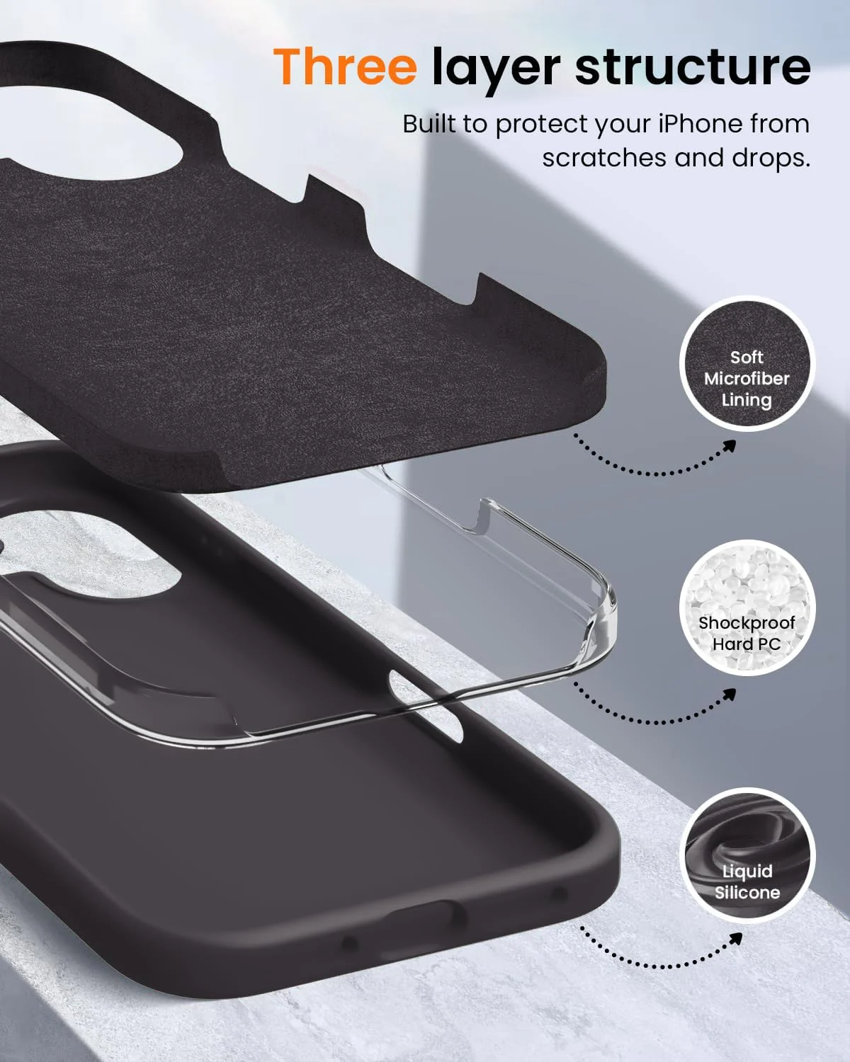 DL3 Mobilak Liquid Silicone Protective Case with Soft Microfiber Lining for iPhone 16 - Dark Brown