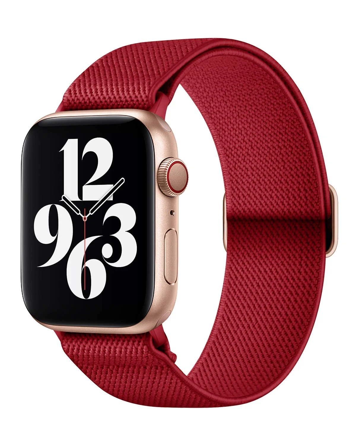 DL3 Mobilak Nylon Solo Loop Stretchy Straps For Apple Watch Band 49mm 45mm 44mm 42mm 41mm 40mm 38mm, Elastic Wristbands for Series 8 Ultra 7 6 5 4 3 2 1 Se (38MM/40MM/41MM) - Cherry Red