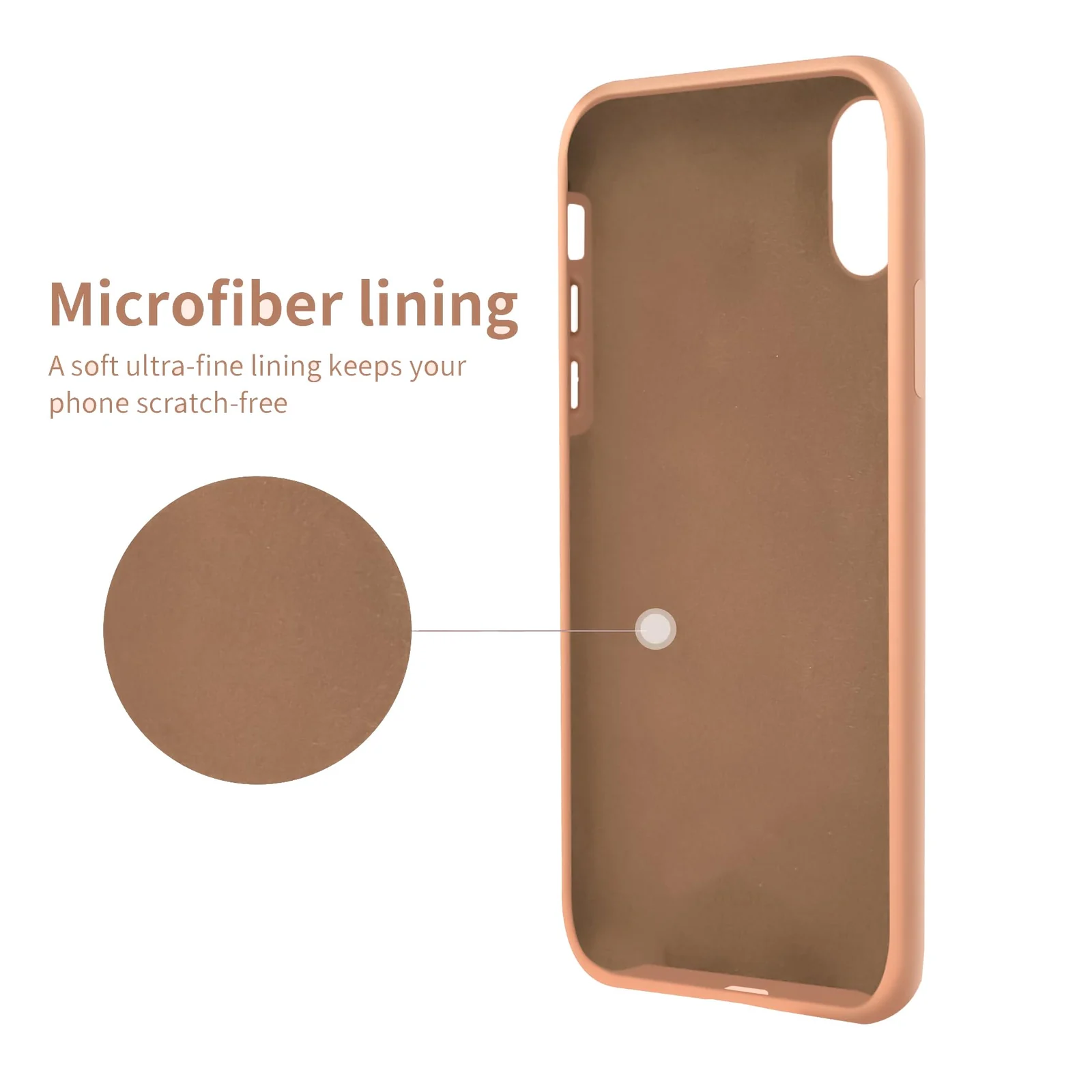 DL3 Mobilak Liquid Silicone Case for iPhone X / iPhone XS, Shock-absorbing protection, Scratch-resistant surface, Soft microfiber lining - Light Orange