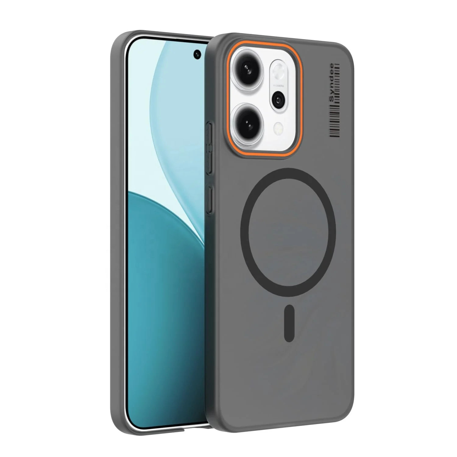 DL3 Mobilak Translucent Matte Case for OPPO Reno 14 Pro 5G, Compatible with MagSafe accessories, Shock-absorbing protection, Integrated ring holder - Black