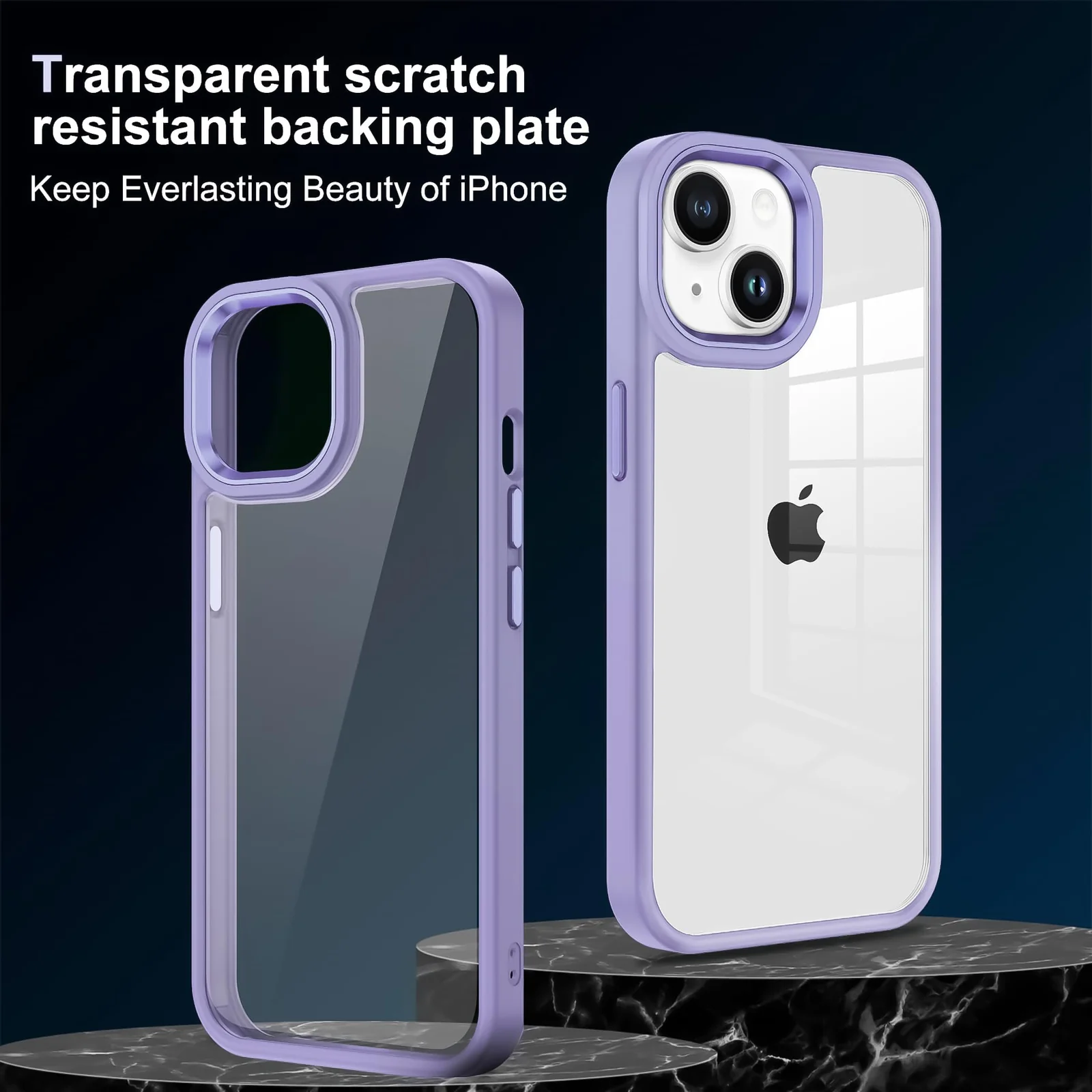 DL3 Mobilak Case Compatible With iPhone 13/iPhone 14 6.1-Inch, Clear Case Shockproof Hard PC +Soft Silicone [Not Yellowing] Transparent Protective Slim Case Phone - A. Purple