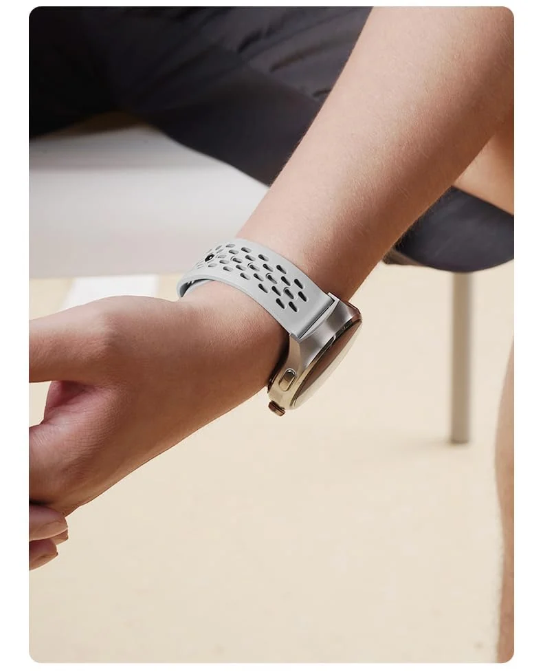 DL3 Mobilak 22mm Breathable Sport Band for Xiaomi Redmi Watch 5 Lite/5 Active/Samsung Galaxy Watch 3 45mm/Watch 46mm/Gear S3/Huawei watch GT6 GT5 GT4 GT3 GT2 (46MM)/GT2E/GT 3 Pro/GT 5 Pro, Soft Silicone Strap - Gray