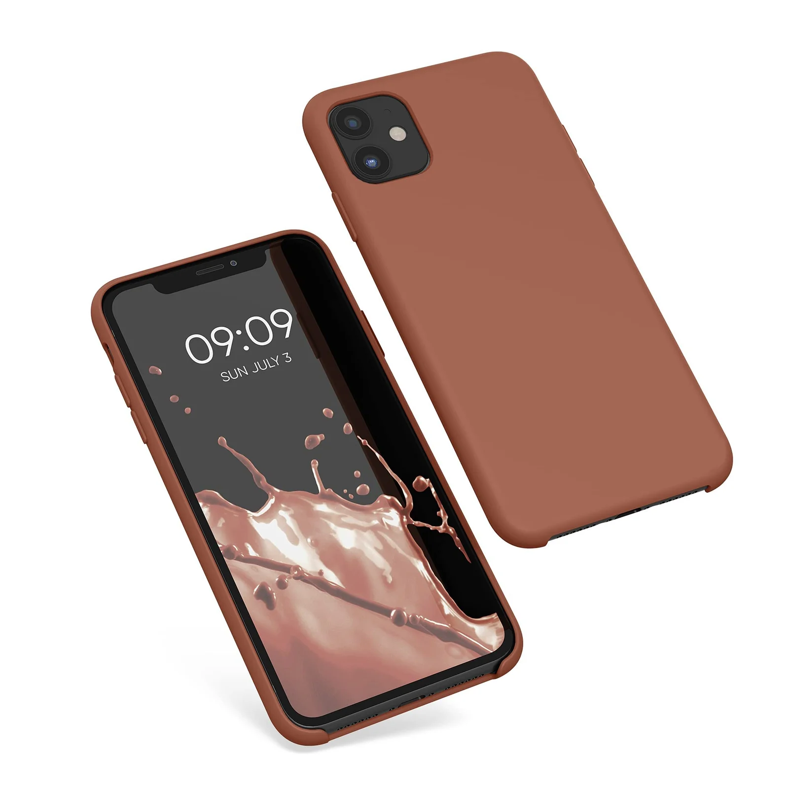 DL3 Mobilak Liquid Silicone Protective Case for iPhone 11 (6.1 Inch) with Camera Protection and Microfiber Lining - Cinnamon Brown