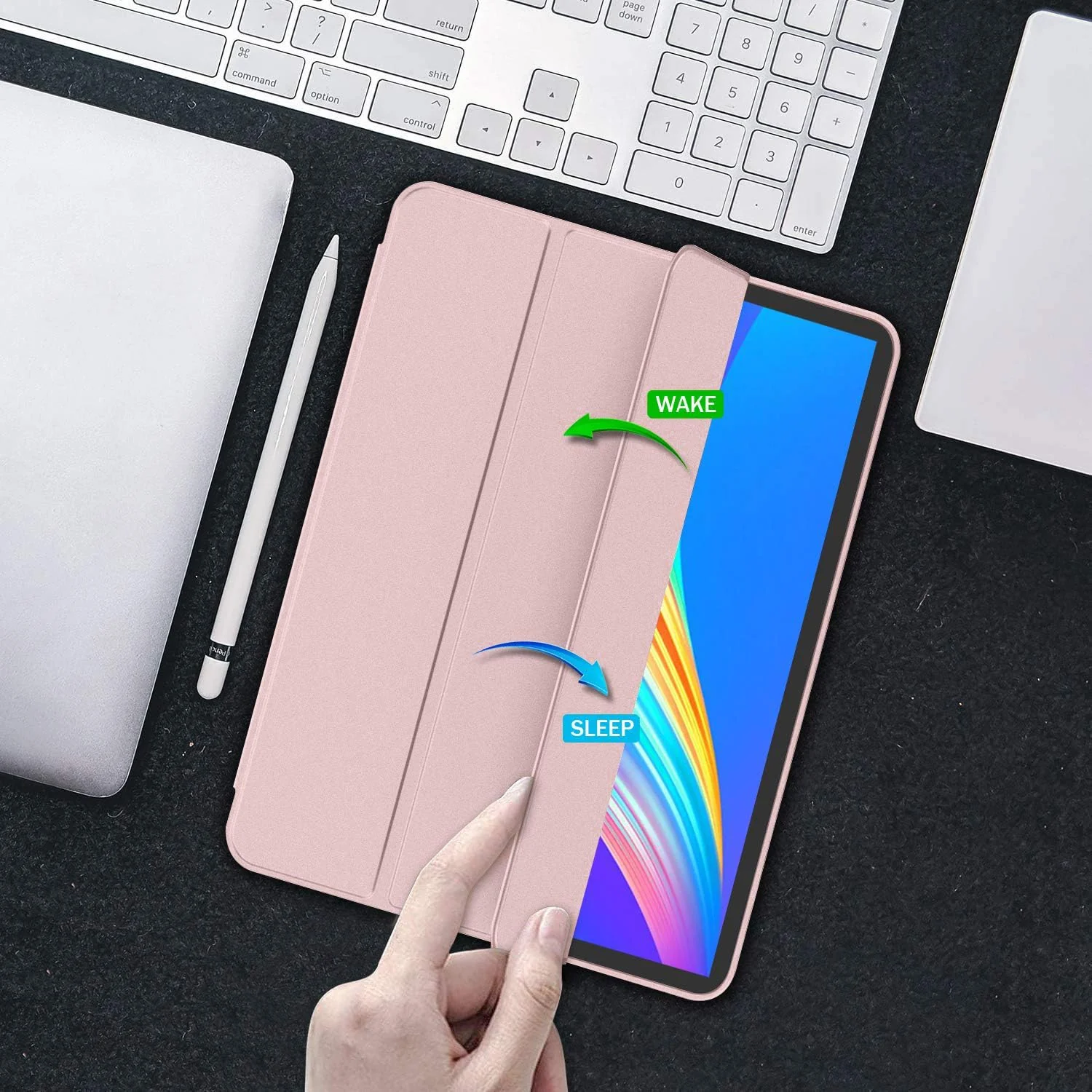 DL3 Mobilak Case Compatible with Samsung Galaxy Tab A 10.1 Case 2019, ONLY Fit (SM-T510/T515/T517), Smart Cover Soft Baby Skin Silicone Back and Full Body Protection, Auto Wake/Sleep - Rose Gold