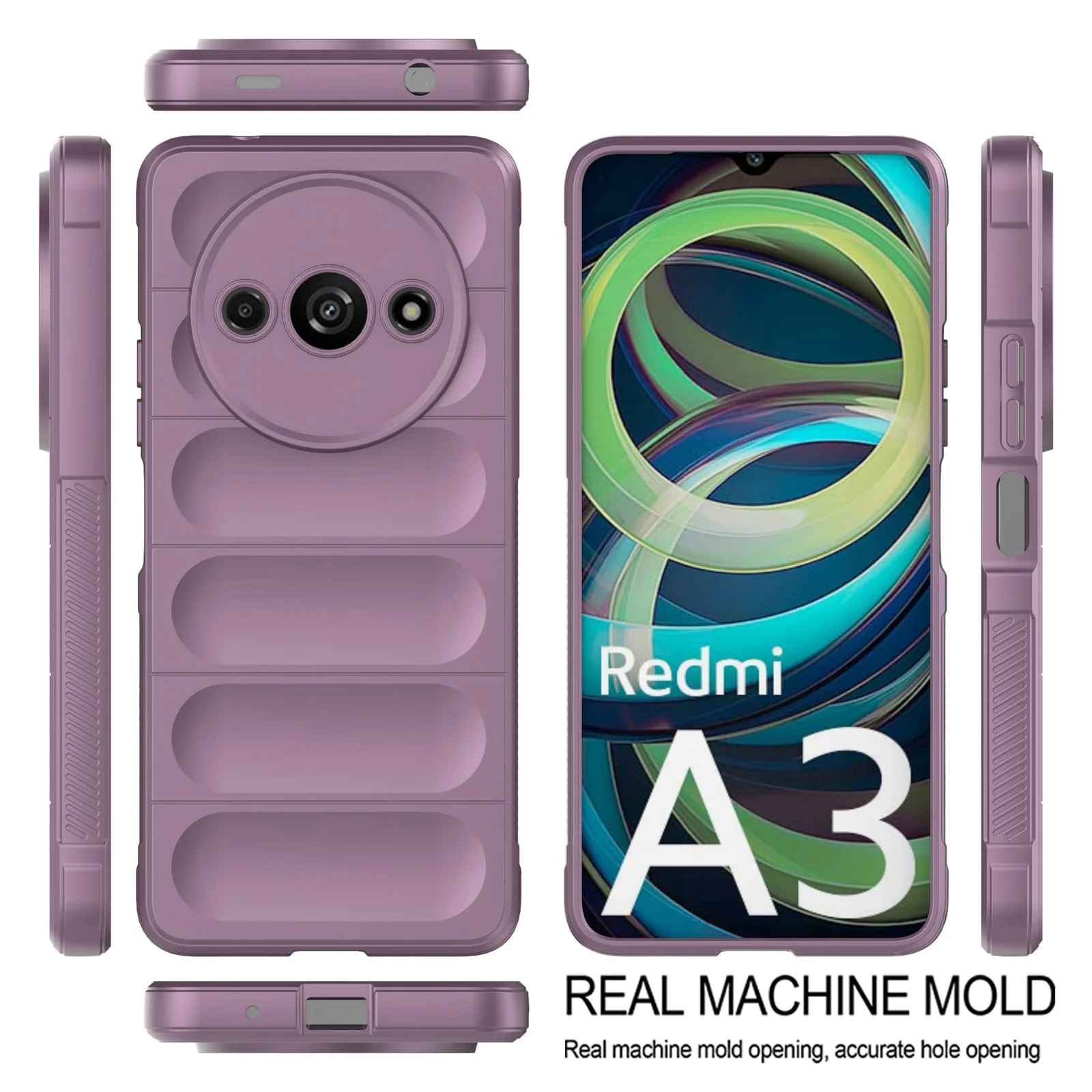 DL3 Mobilak Soft Silicone Protective Case for Xiaomi Redmi A3 with Camera Protection and Shockproof Design - Purple