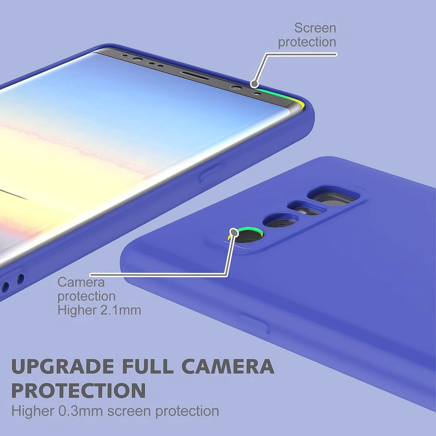 DL3 Mobilak Liquid Silicone Protective Case with Soft Microfiber Lining with Full Camera Protection for Samsung Galaxy Note 8 - Light Blue