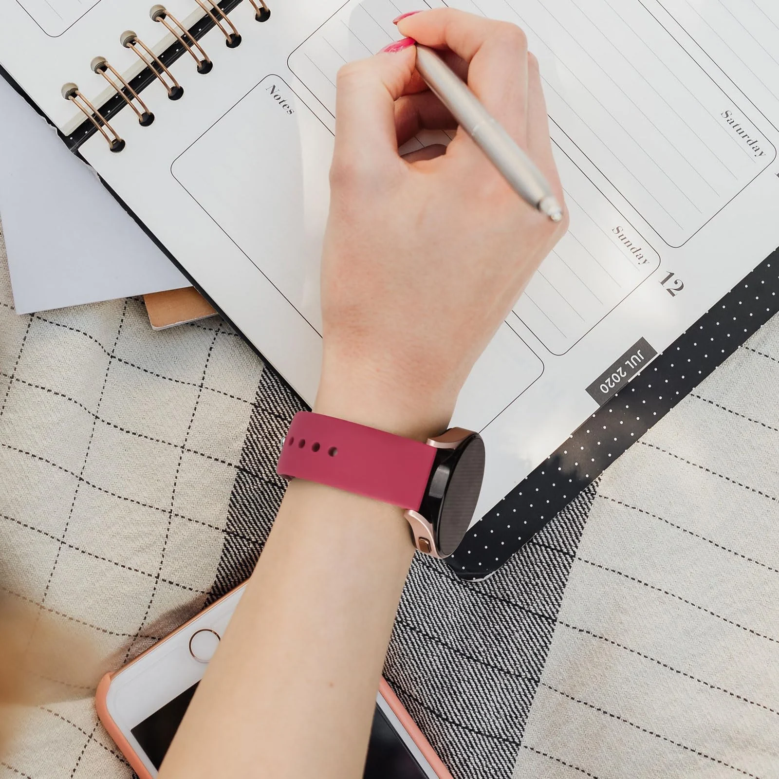 DL3 Mobilak Straps Compatible with Xiaomi Redmi Watch 5 Active/Redmi Watch 5 Lite Bracelets for Men Women, 22mm Soft Silicone Strap, Waterproof Adjustable Band Sports Replacement - Rose Red