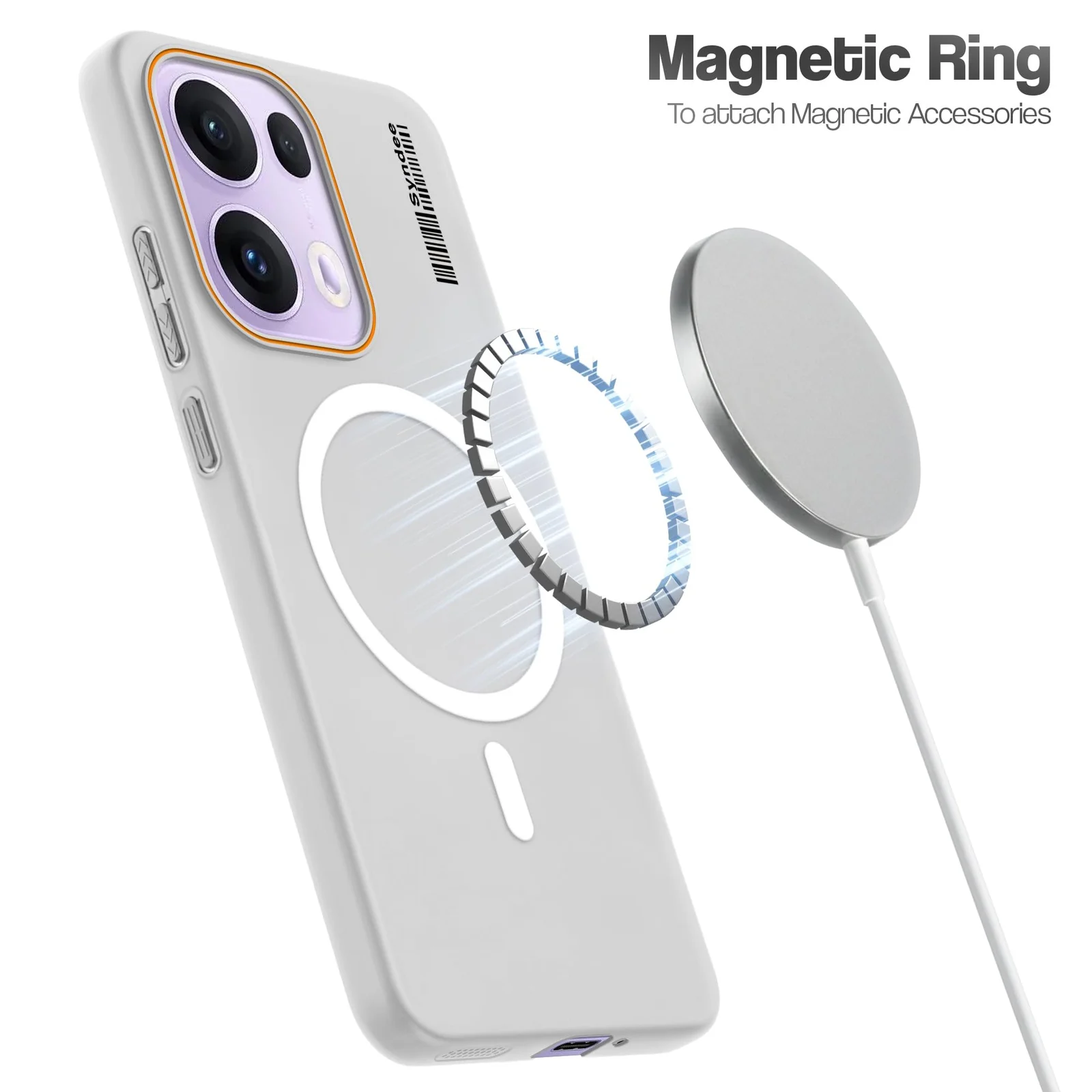 DL3 Mobilak Matte MagSafe-Compatible Magnetic Case for OPPO Reno 13F with Camera Protection and Ring Holder - Clear