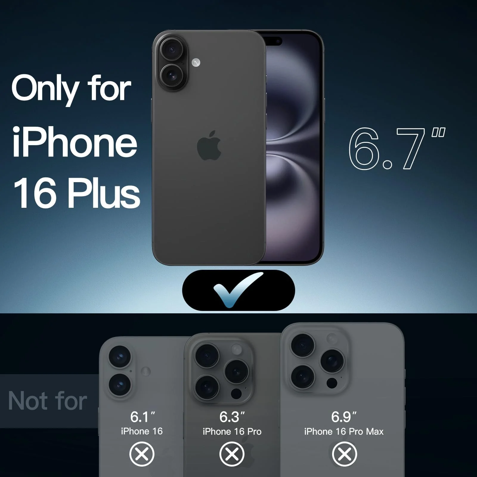 DL3 Mobilak Clear TPU Case for iPhone 16 + Plus 6.7-Inch, Supports wireless charging, Shock-absorbing protection, Anti-fingerprint finish - Black
