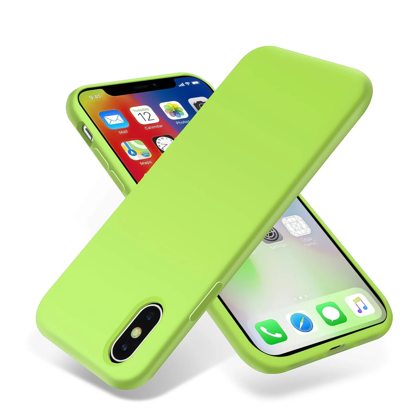 DL3 Mobilak Liquid Silicone Protective Case for iPhone X / iPhone XS with Camera Protection and Microfiber Lining - Lemon