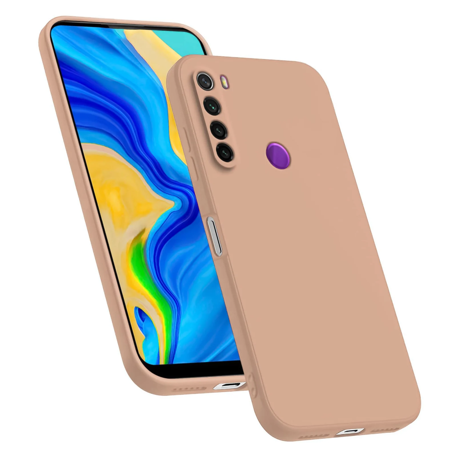 DL3 Mobilak Xiaomi Redmi Note 8 Case, Soft Flexible Silicone Gel Rubber Bumper Cover, Slim Fit Full Body Shockproof Protective Phone Case - Light Orange