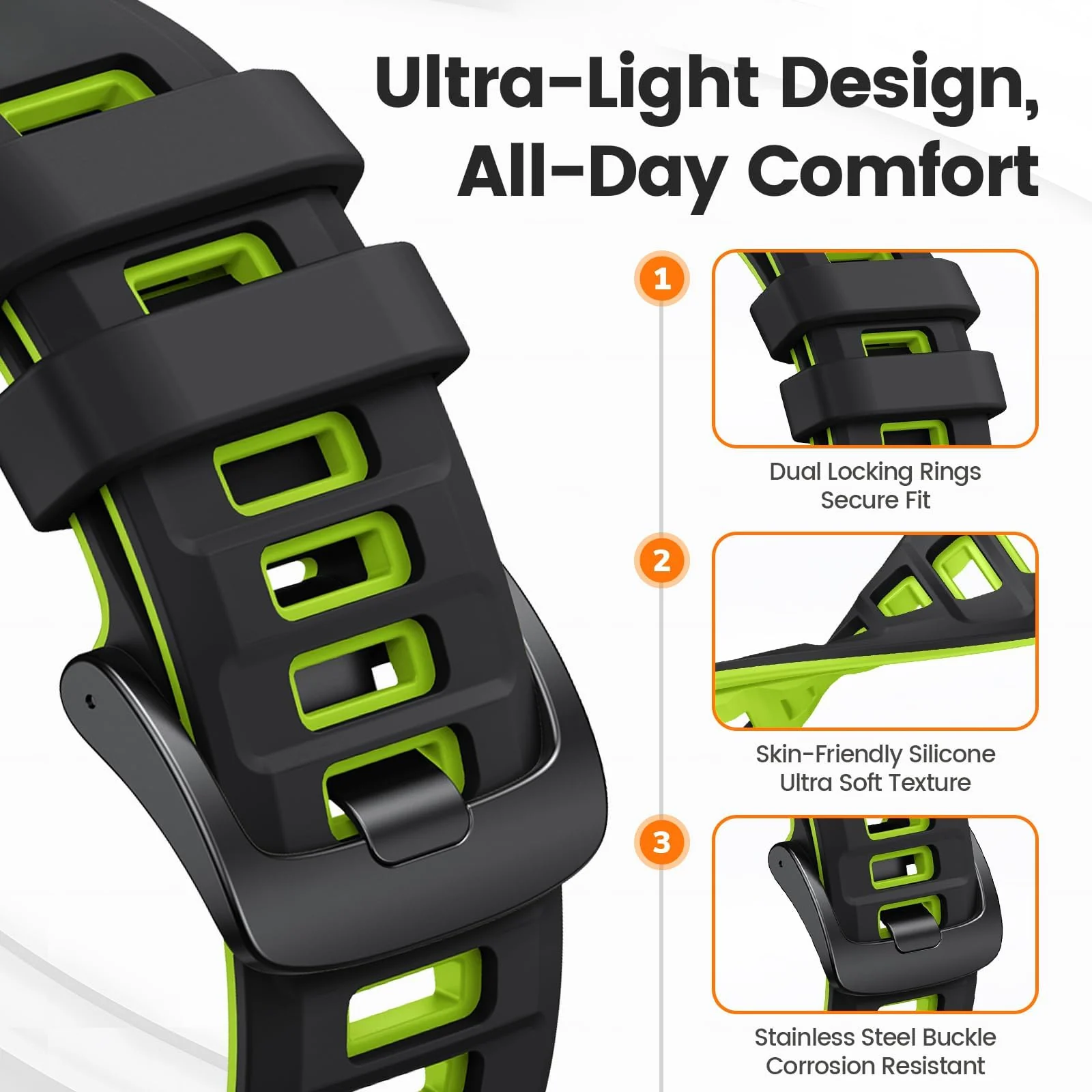 DL3 Mobilak Silicone Sport Band 22MM Strap For Xiaomi Redmi Watch 5 Active/5 Lite/Samsung Galaxy Watch 46mm/Watch 3 45mm/Gear S3/Huawei watch GT5 GT4 GT3 GT2 GT 46MM/GT2E/GT3 Pro/GT 5 Pro/Amazfit GTR4 - Black/green