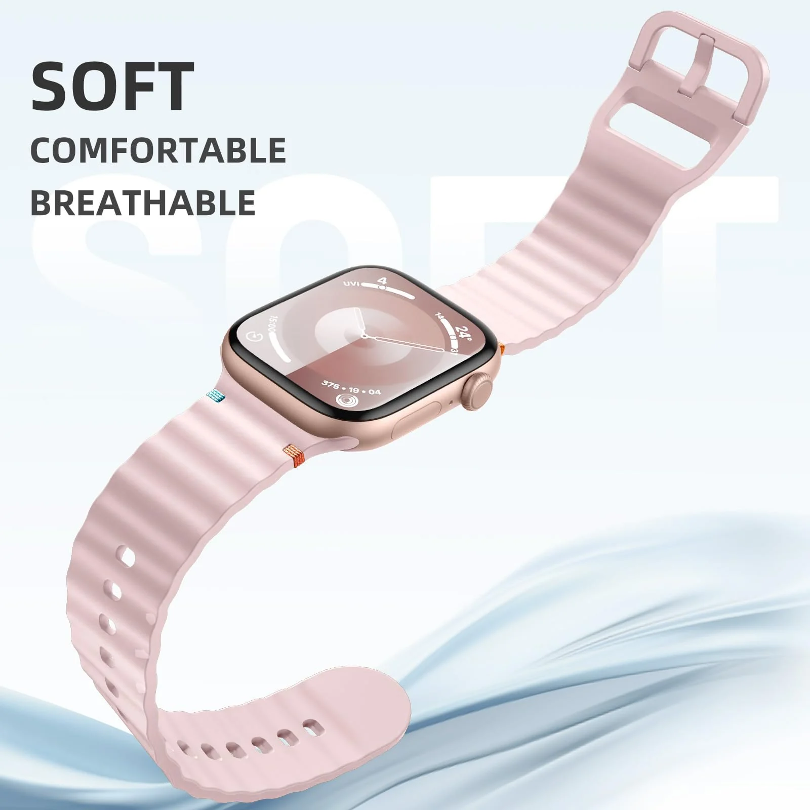 DL3 Mobilak Sport Strap for Apple Watch 49mm (Ultra 3/2/1) 46mm 45mm 44mm 42mm for Women Men, Soft Silicone Replacement Strap for iWatch Series 11/10/9/8/7/6/5/4/3/2/1/SE 3 2 1 - Pink