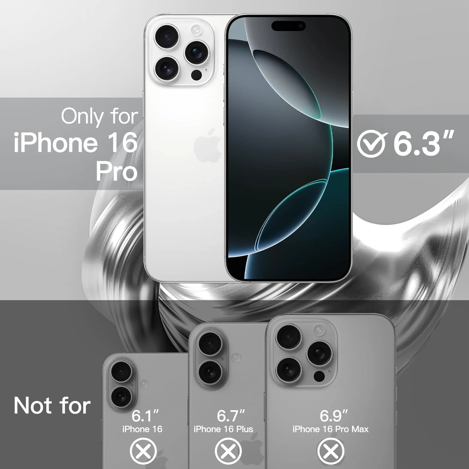 DL3 Mobilak Plated-Edge Protective Case for iPhone 16 Pro 6.3-Inch, Compatible with MagSafe accessories, Supports wireless charging, Shock-absorbing protection - Silver