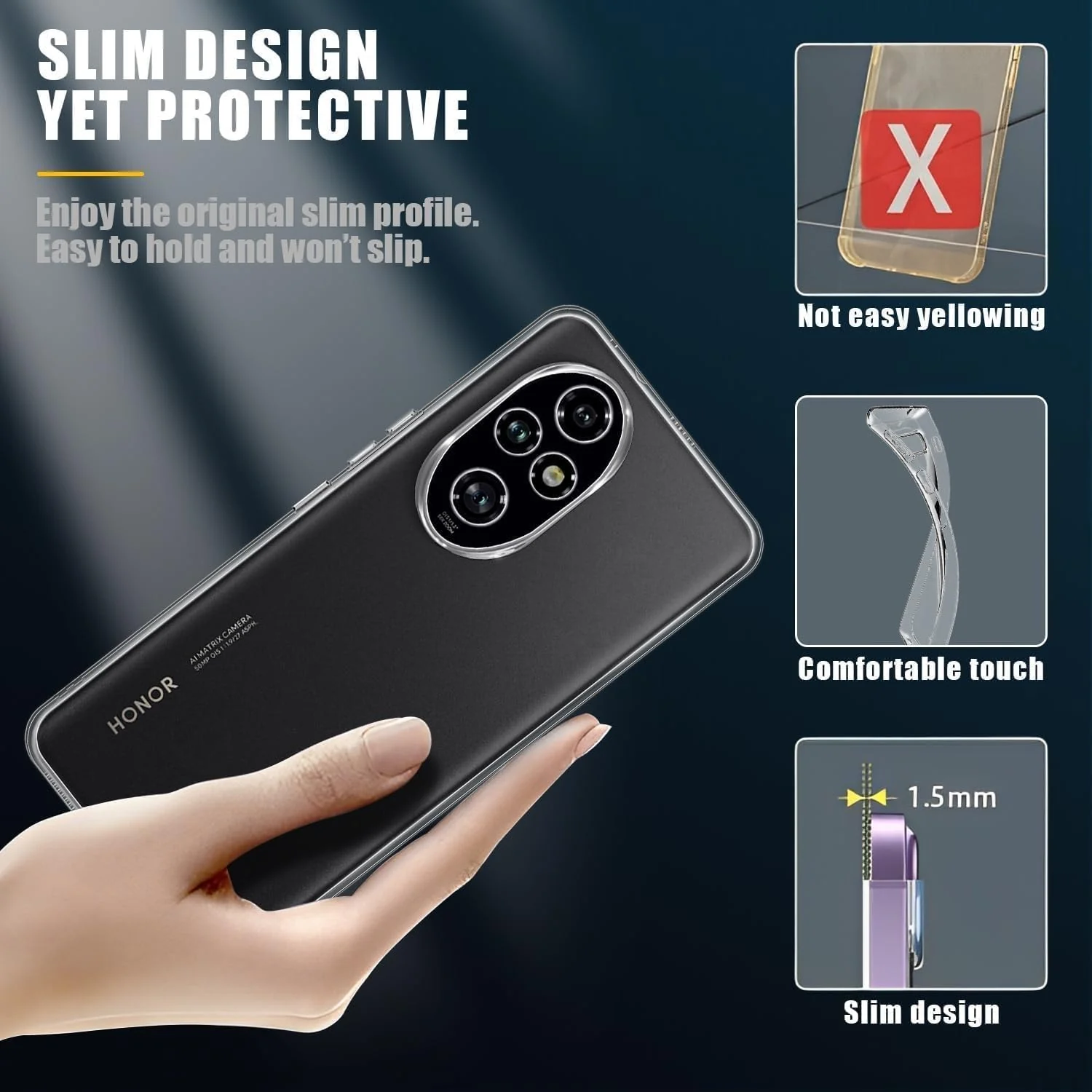 DL3 Mobilak Case Compatible with Honor 200 Pro 5G Case Crystal Soft TPU Gel Case Flexible Silicone Anti-Scratch Camera Protection TPU Cover - Clear