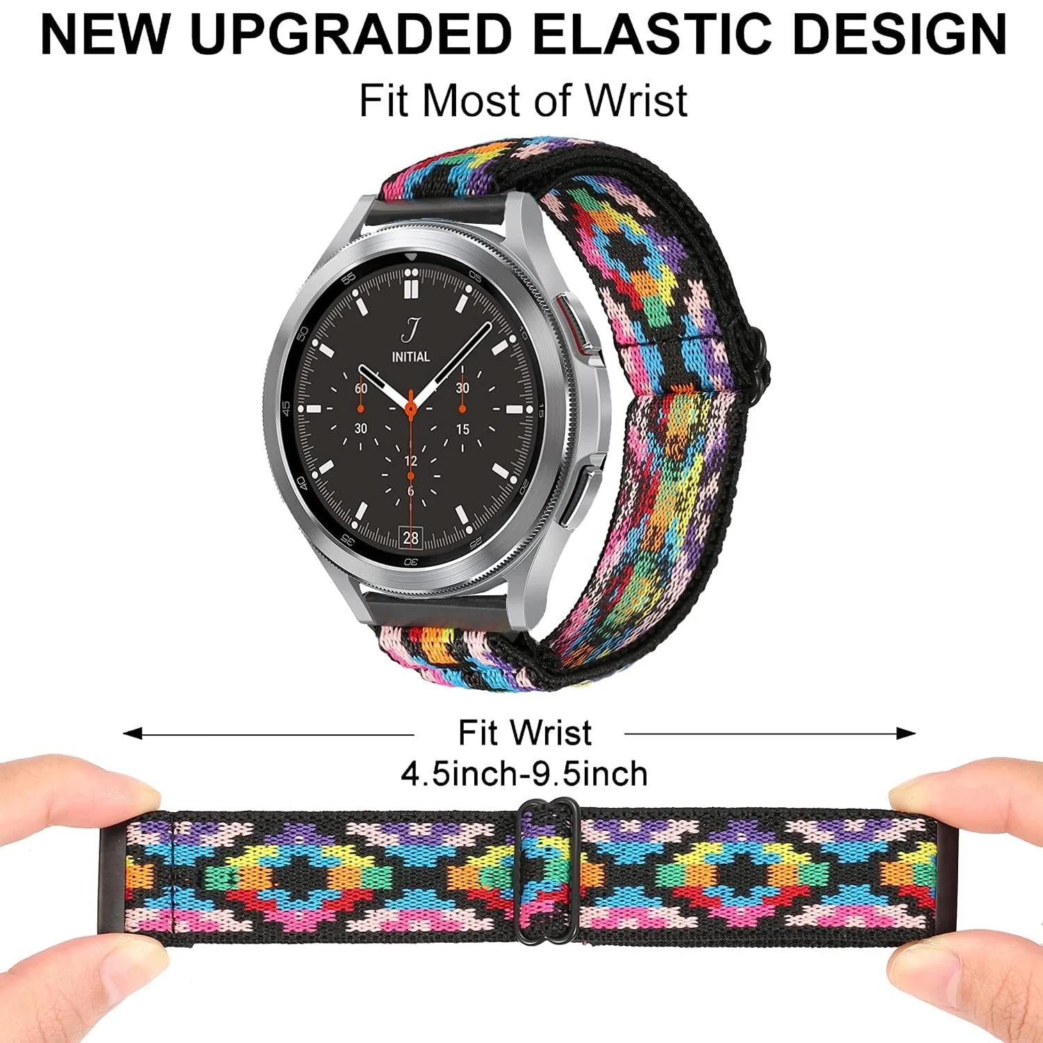 DL3 Mobilak Strap Nylon Loop 20MM Band For Samsung Galaxy Watch 7/6/5/4 40mm 44mm/Watch 5 Pro 45mm/S2 classic/active 2 40mm 44mm/Amazfi GTS 2/2e/3/3 Pro/4/GTS 2 Mini/3 Mini/4 Mini/Bip 3 - Black