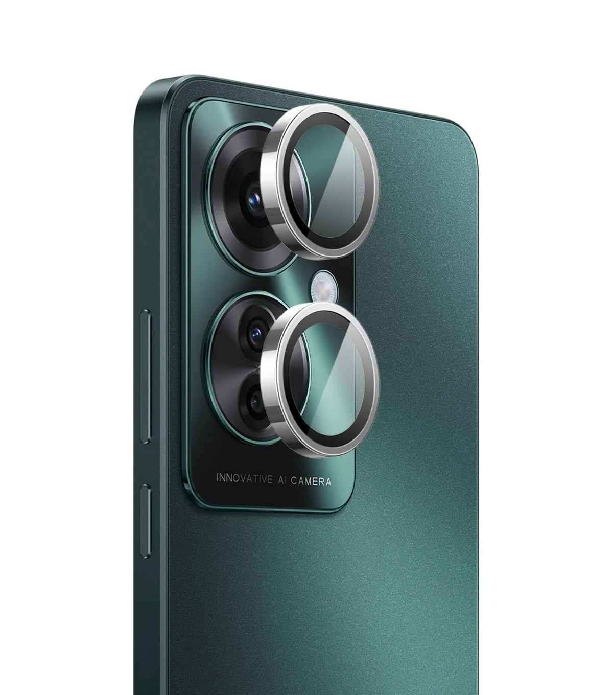 DL3 Mobilak Camera Lens Protector for OPPO Reno 11F/Reno11 F 5G Accessories, 9H Tempered Glass Metal Individual Ring Camera Cover Screen Protector, Case Friendly, Anti Scratch - Silver