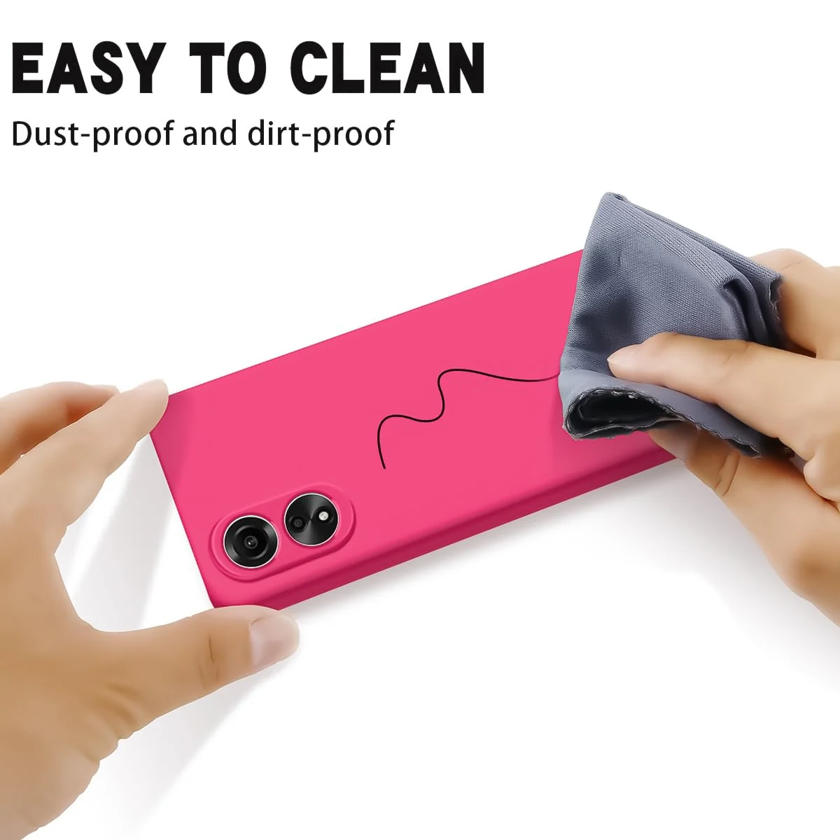 DL3 Mobilak Soft Silicone Protective Case for OPPO A18 with Microfiber Lining and Shockproof Design - Hot Pink