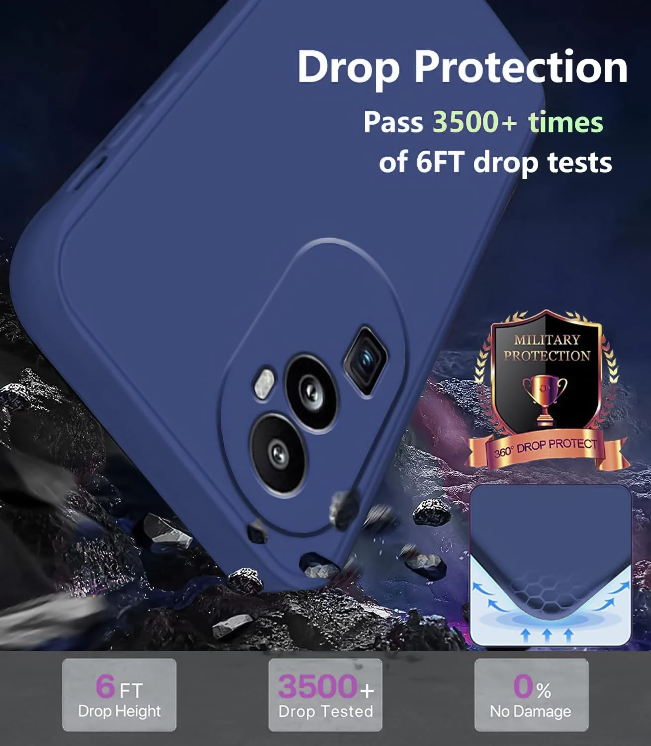 DL3 Mobilak Liquid Silicone Protective Case with Soft Microfiber Lining with Full Camera Protection for OPPO Reno 10 Pro+ Plus 5G - Blue 1