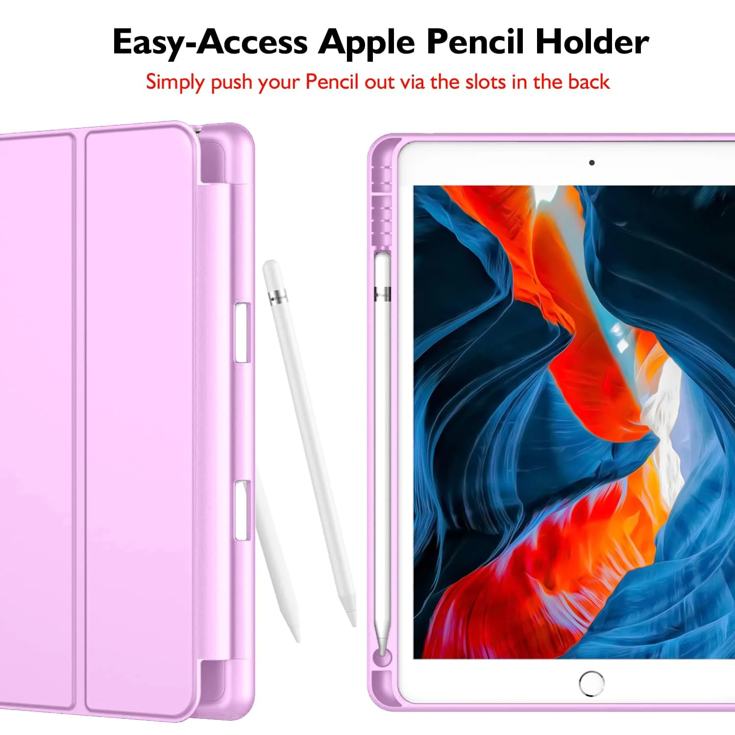DL3 Mobilak iPad 9th/ 8th/ 7th Generation, Case for iPad 10.2-Inch 2021/2020/ 2019 with Pencil Holder, iPad 7th Gen 2019 Case with Soft Silicone Back, Auto Wake/Sleep Cover - Pastel Violet