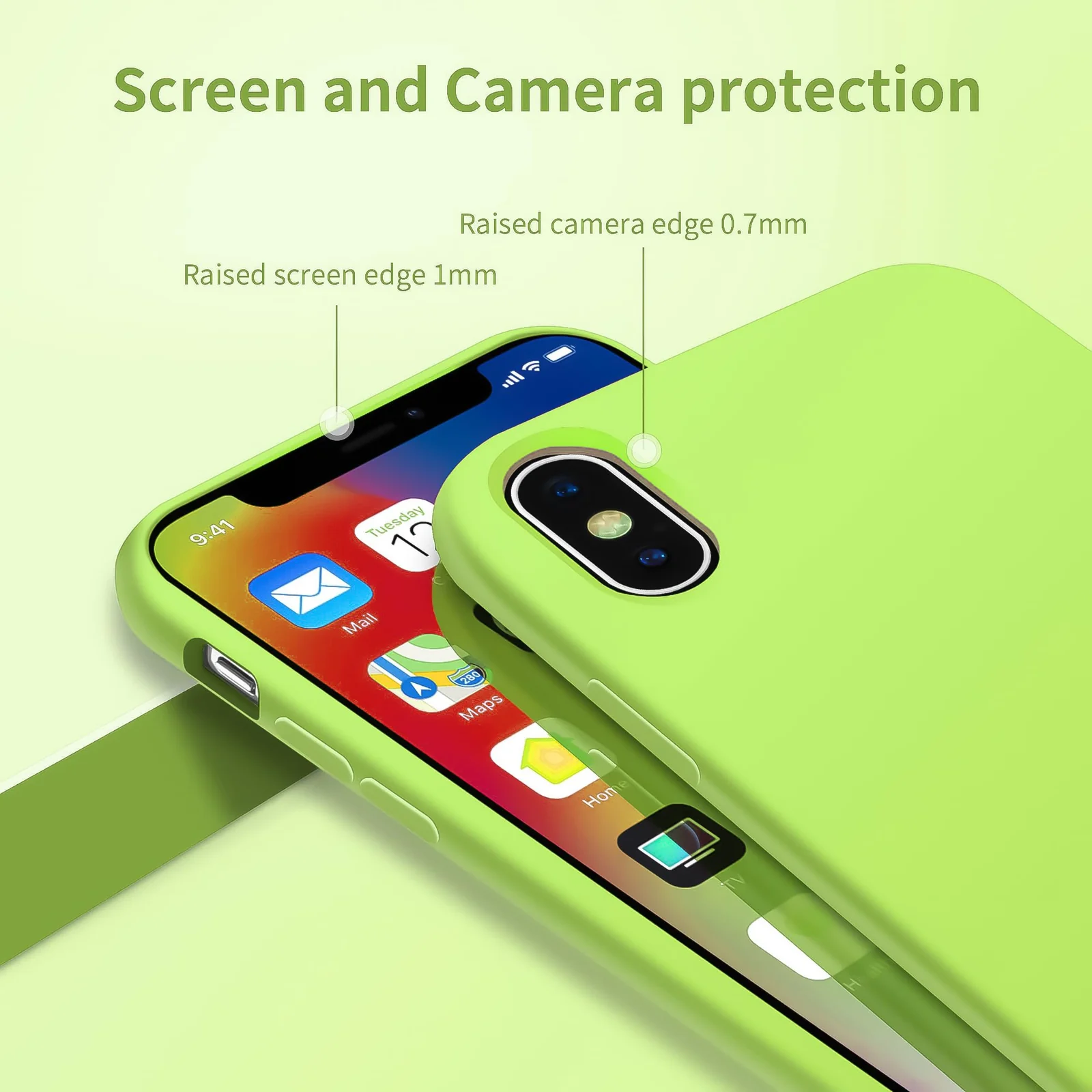 DL3 Mobilak Liquid Silicone Protective Case for iPhone X / iPhone XS with Camera Protection and Microfiber Lining - Lemon