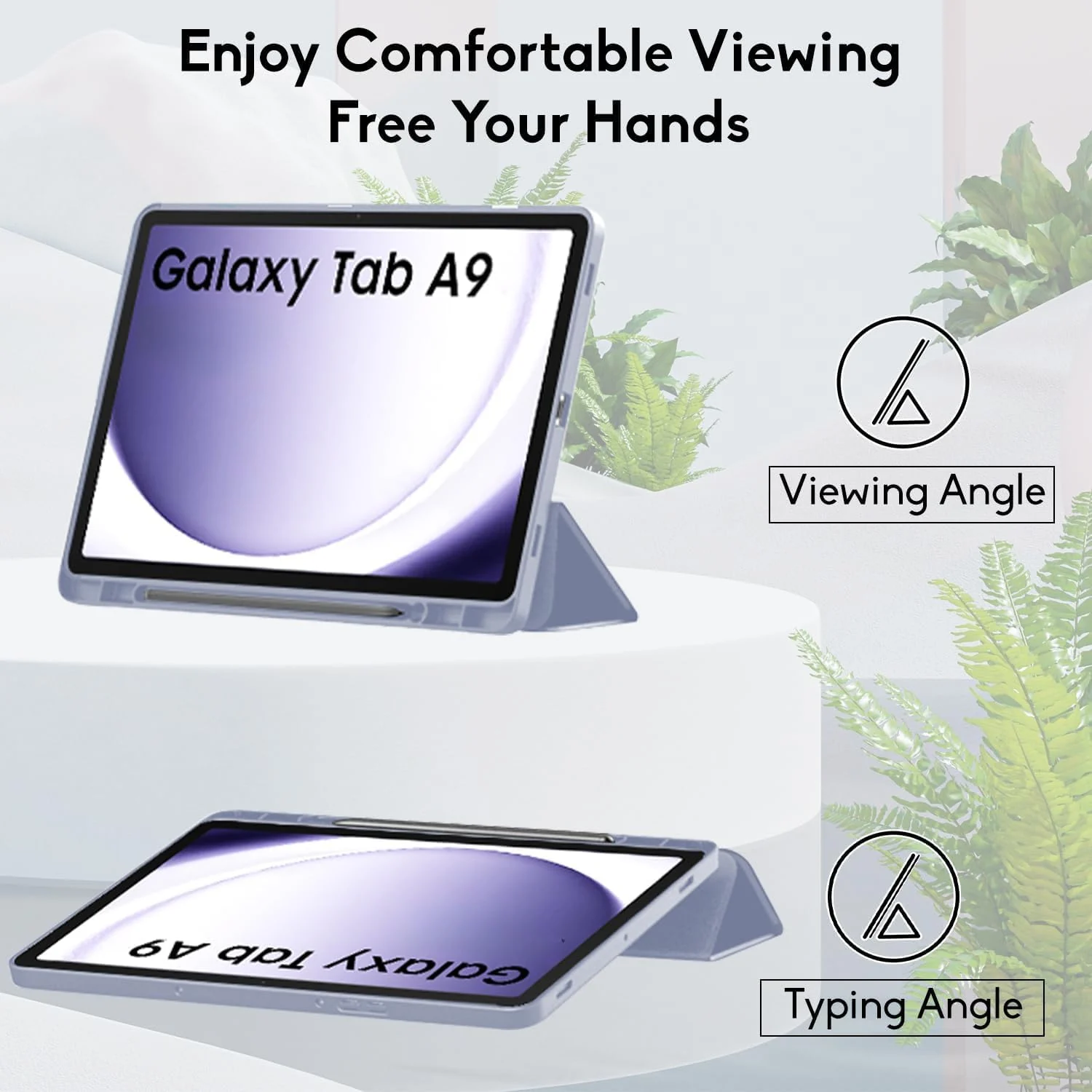 DL3 Mobilak Samsung Galaxy Tab A9 Cover Case 8.7 inch Tablet Cover [SM-X110/X115/X117] Case with Pen Holder, Soft TPU Back Trifold Stand Protective Smart Cover Flip, Auto Wake&Sleep - Lavender