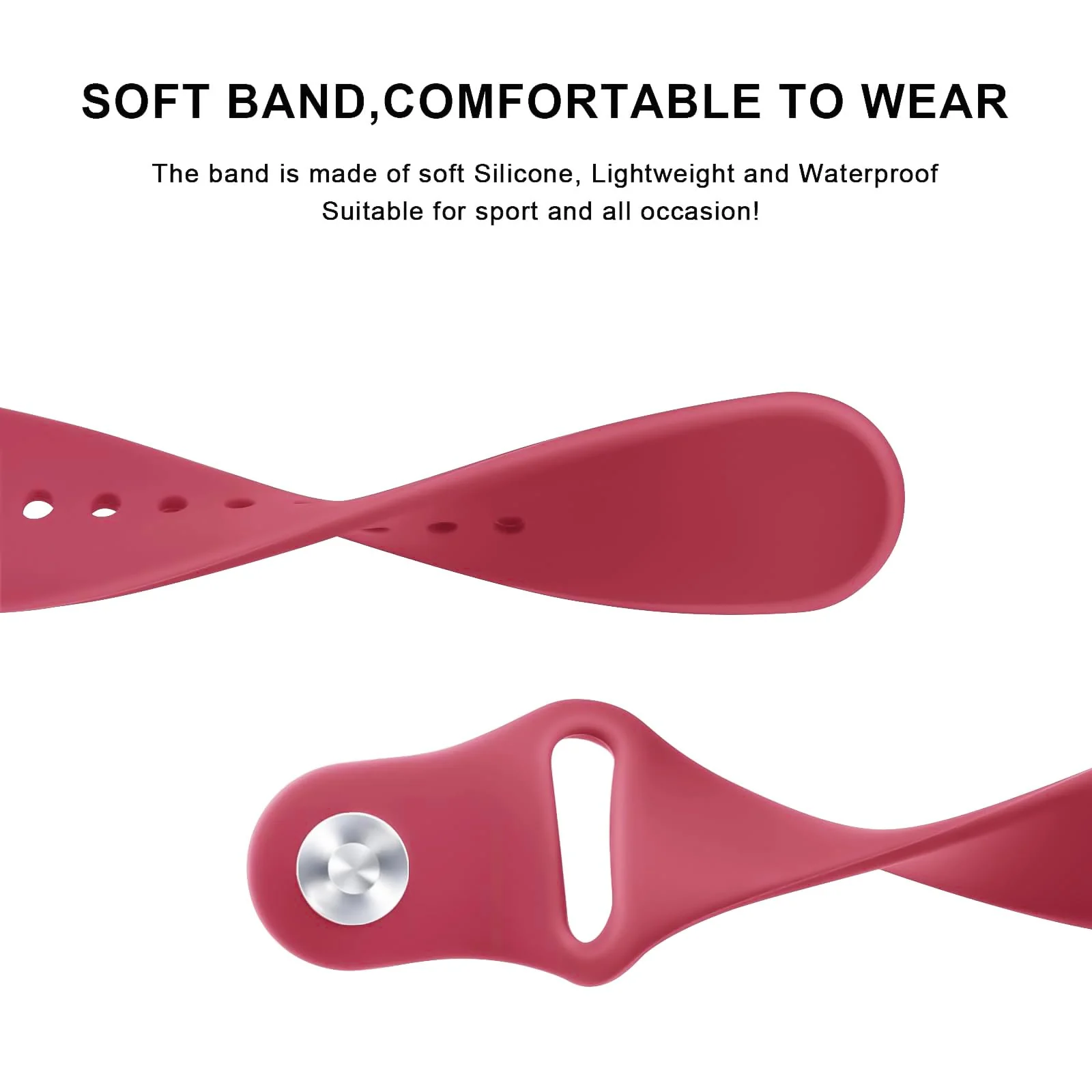 DL3 Mobilak Straps Compatible with Xiaomi Redmi Watch 5 Active/Redmi Watch 5 Lite Bracelets for Men Women, 22mm Soft Silicone Strap, Waterproof Adjustable Band Sports Replacement - Rose Red
