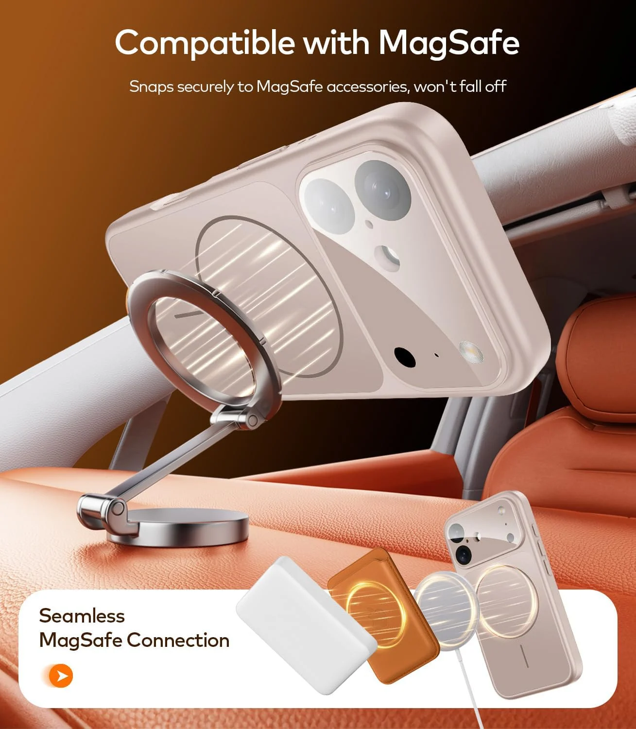 DL3 Mobilak MagSafe-Compatible Magnetic Case for iPhone 17 with Camera Protection and Shockproof Design - Titanium Gold
