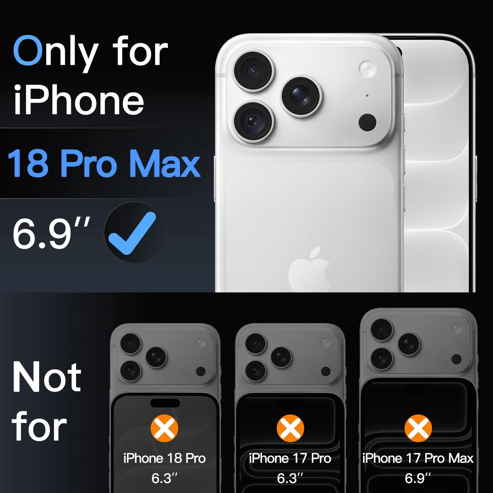 DL3 MOBILAK Full Camera Lens Protector for Apple iPhone 18 Pro Max - Silver