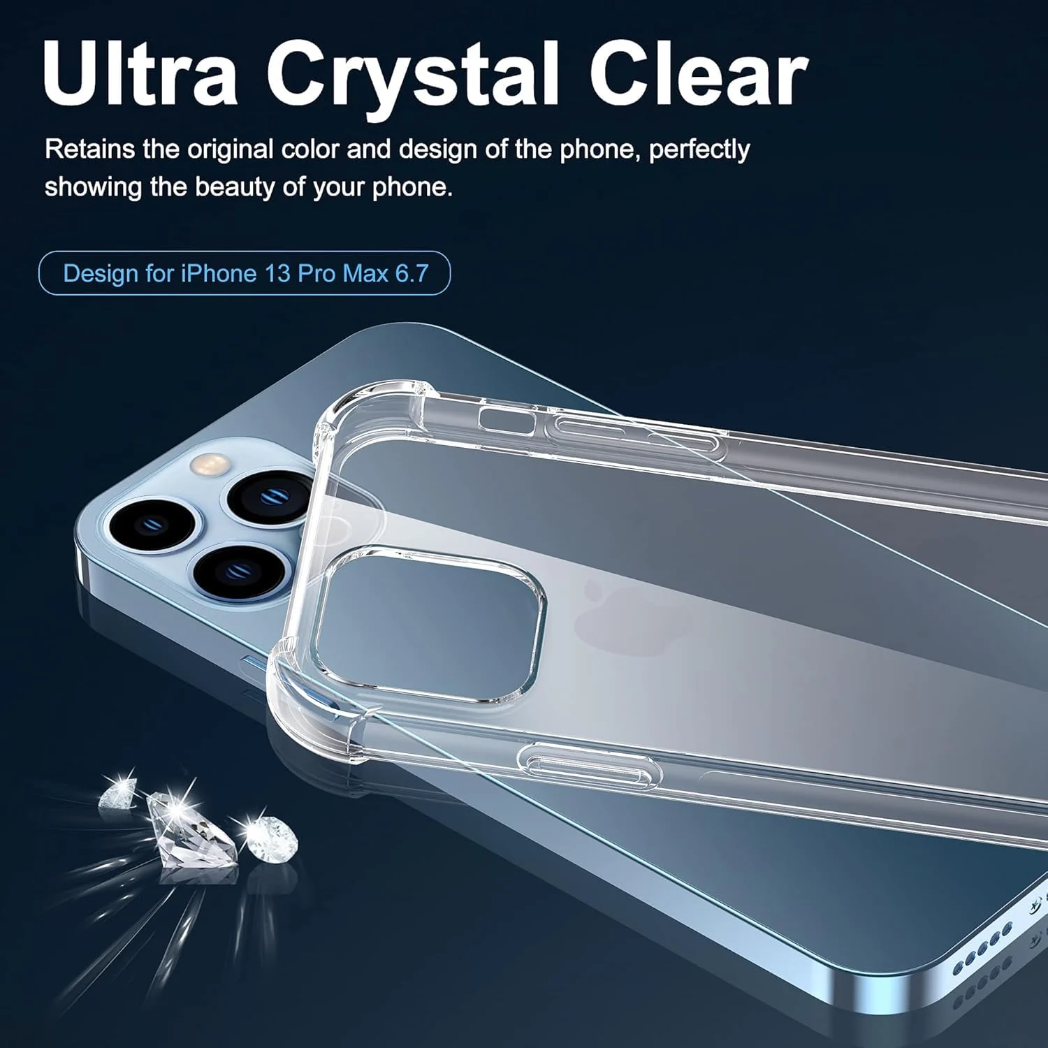DL3 Mobilak Clear TPU Case for iPhone 13 Pro Max, Camera protection, Shock-absorbing protection, Non-slip grip - Clear