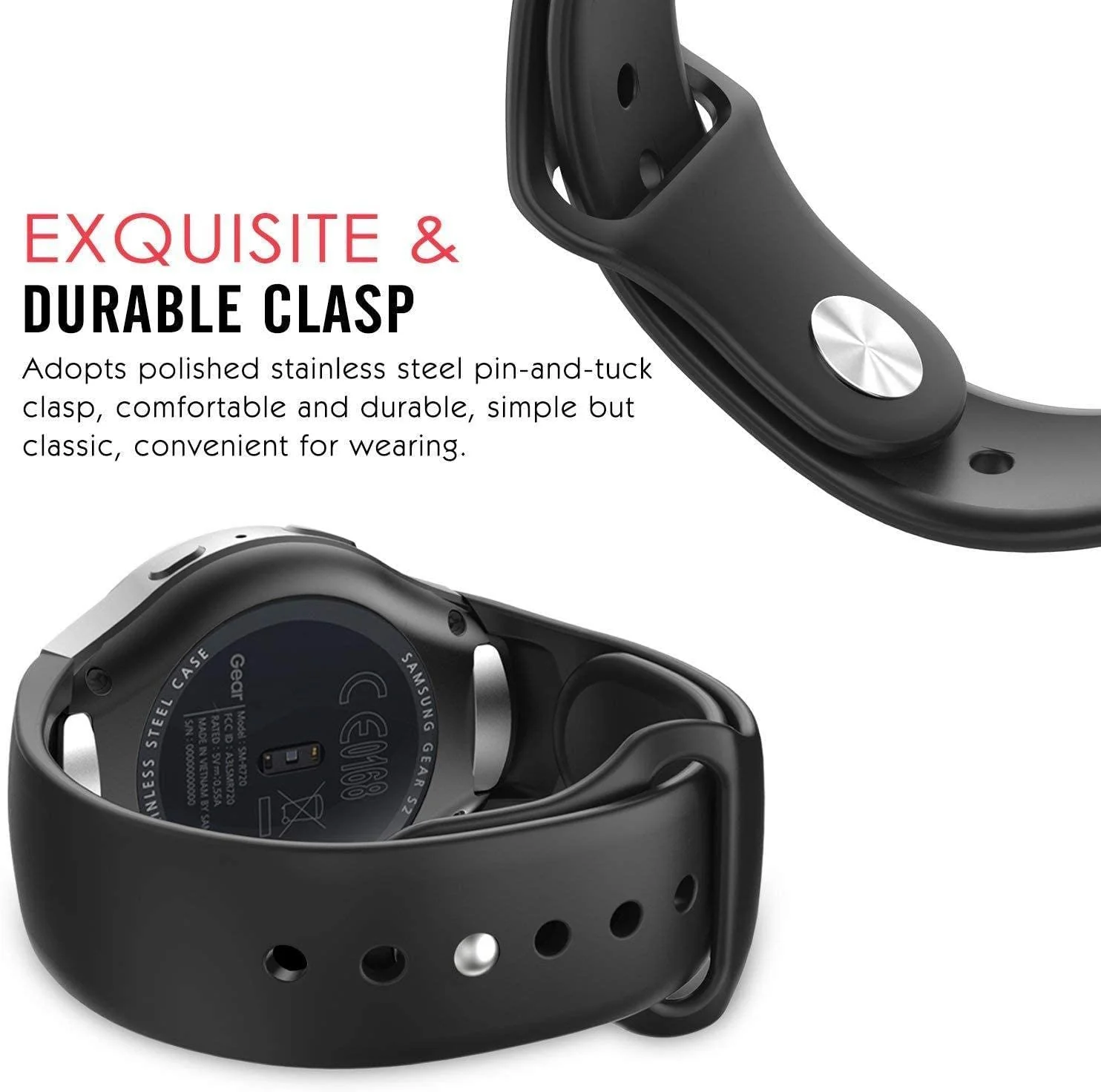 DL3 Mobilak Silicone Band 22MM Strap For Samsung Galaxy Watch 3 45mm/Watch 46mm/Gear S3/For Huawei watch GT4 GT3 46MM/Watch 3&4/3&4 Pro/GT2E/GT2 Pro/GT GT2 46MM/Amazfit GTR 4/3/3 Pro/2/2e - Black