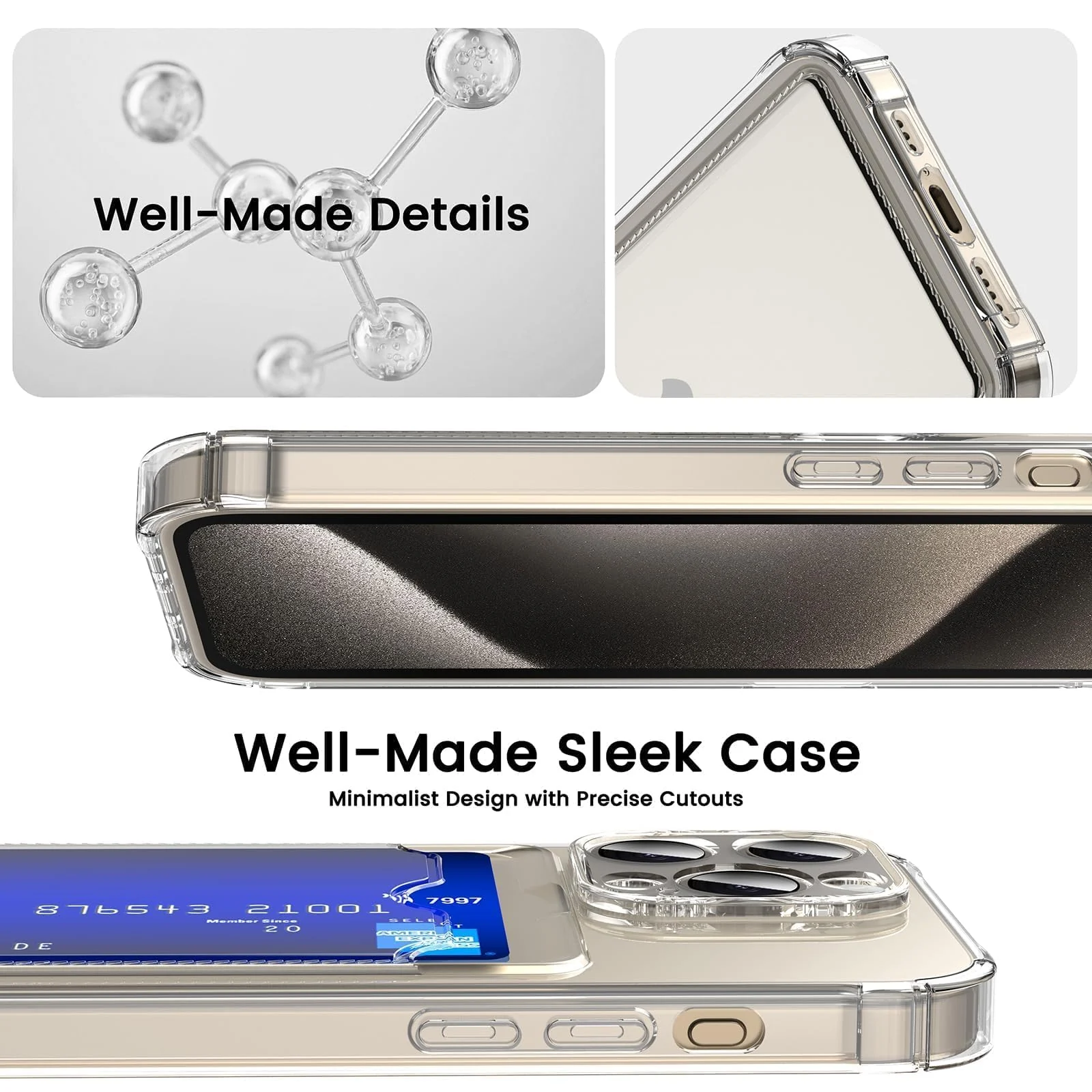 DL3 Mobilak Clear TPU Wallet Case with Card Slot and Camera Protection for iPhone 12 Pro - Clear