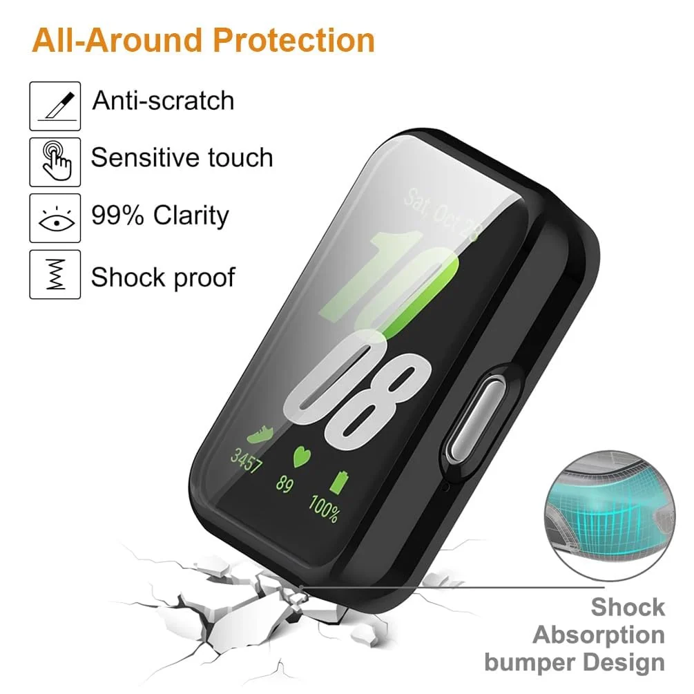 DL3 Mobilak Case Compatible with Samsung Galaxy Fit 3 Case All-Around with Built-in Screen Protector Watch Soft TPU Shockproof Cover Slim Guard Thin Bumper Shell Protector - Black