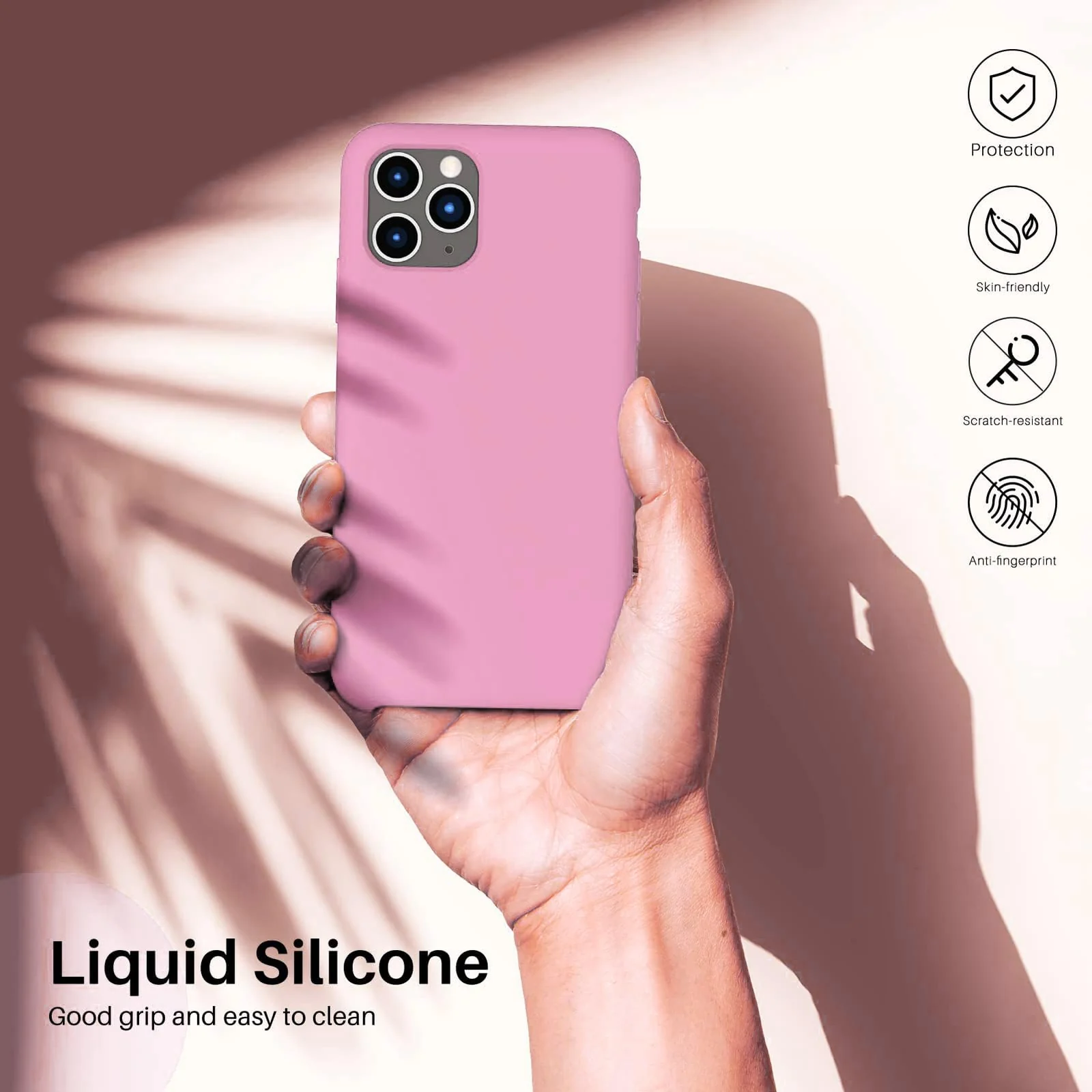 DL3 Mobilak Liquid Silicone Protective Case for iPhone 11 Pro Max (6.5 Inch) with Camera Protection and Microfiber Lining - Pink