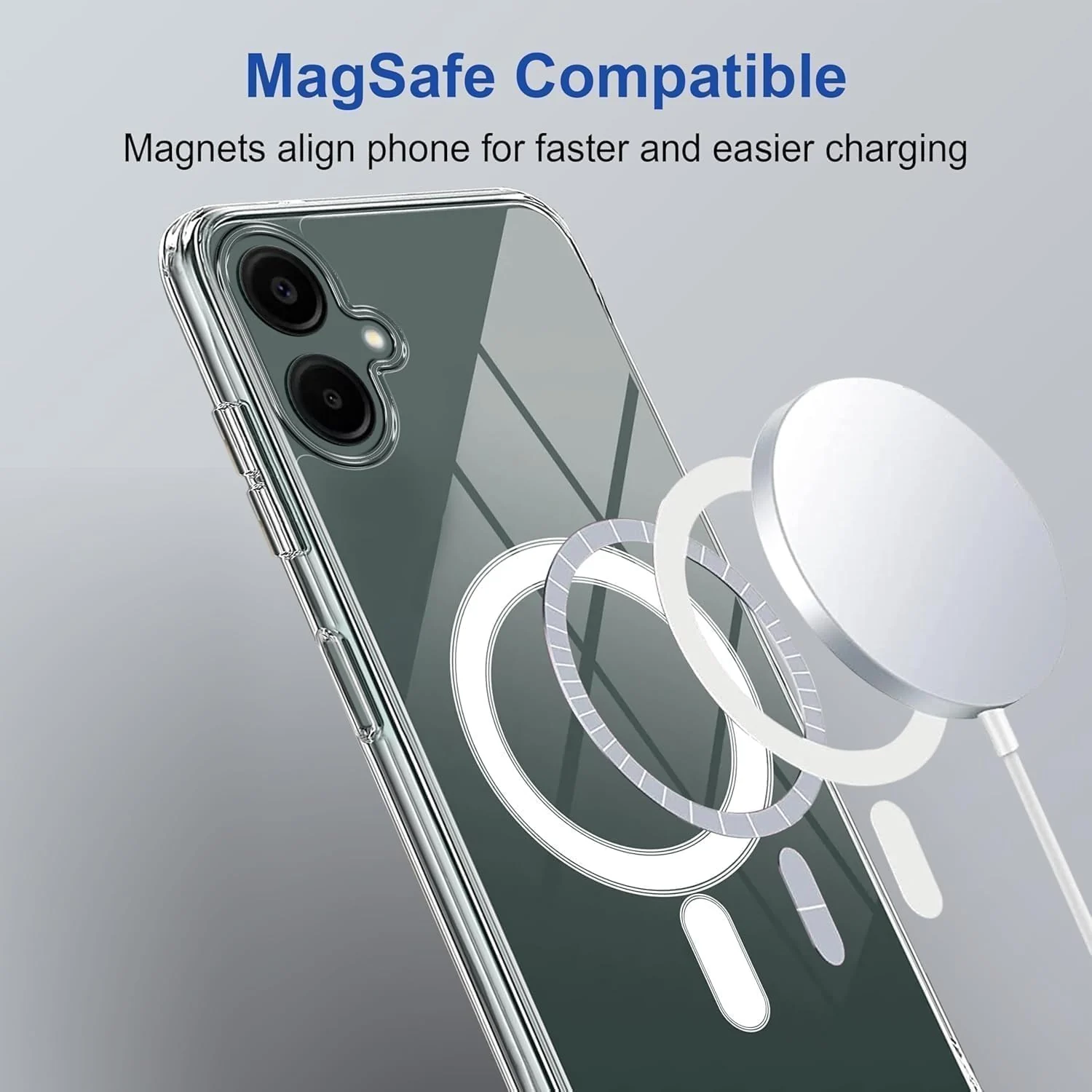 DL3 MOBILAK for Samsung Galaxy A07 Case Clear [Compatible with MagSafe] Slim Magnetic Clear Bumper Case
