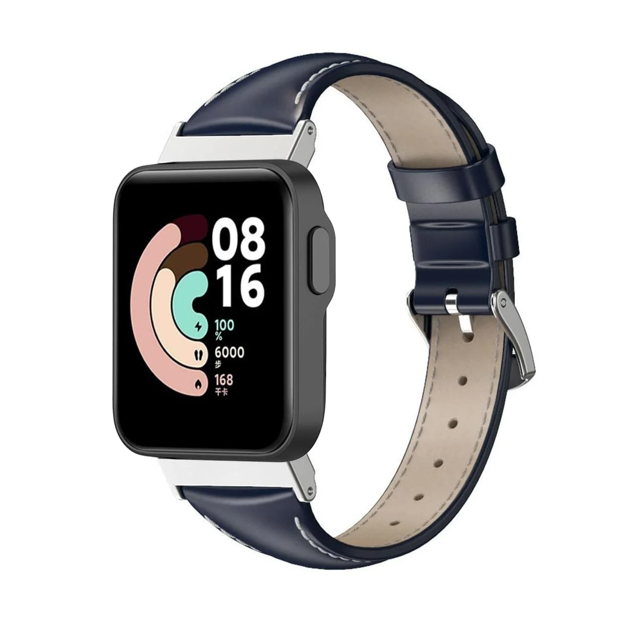 DL3 Mobilak Vintage Leather Strap Compatible with Xiaomi Mi Watch Lite/Redmi Watch, Metal Buckle Breathable Replacement Strap, Men Women Replacement Soft Watch Straps - Blue