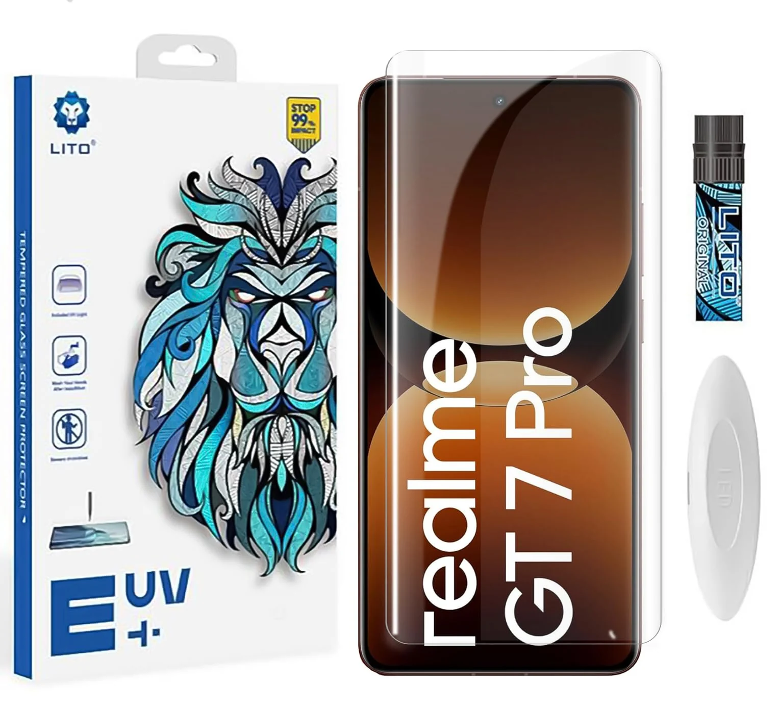 DL3 Mobilak Li-to Screen Protector realme GT 7 Pro/GT7 Pro 5G [Liquid UV Tempered Glass] Full Screen adhesive [Sensitive Touch][Fingerprint Sensor Compatible] HD - Clear