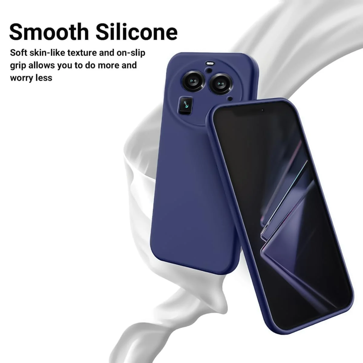 DL3 Mobilak Liquid Silicone Protective Case with Soft Microfiber Lining with Full Camera Protection for OPPO Find X6 Pro - Blue 2