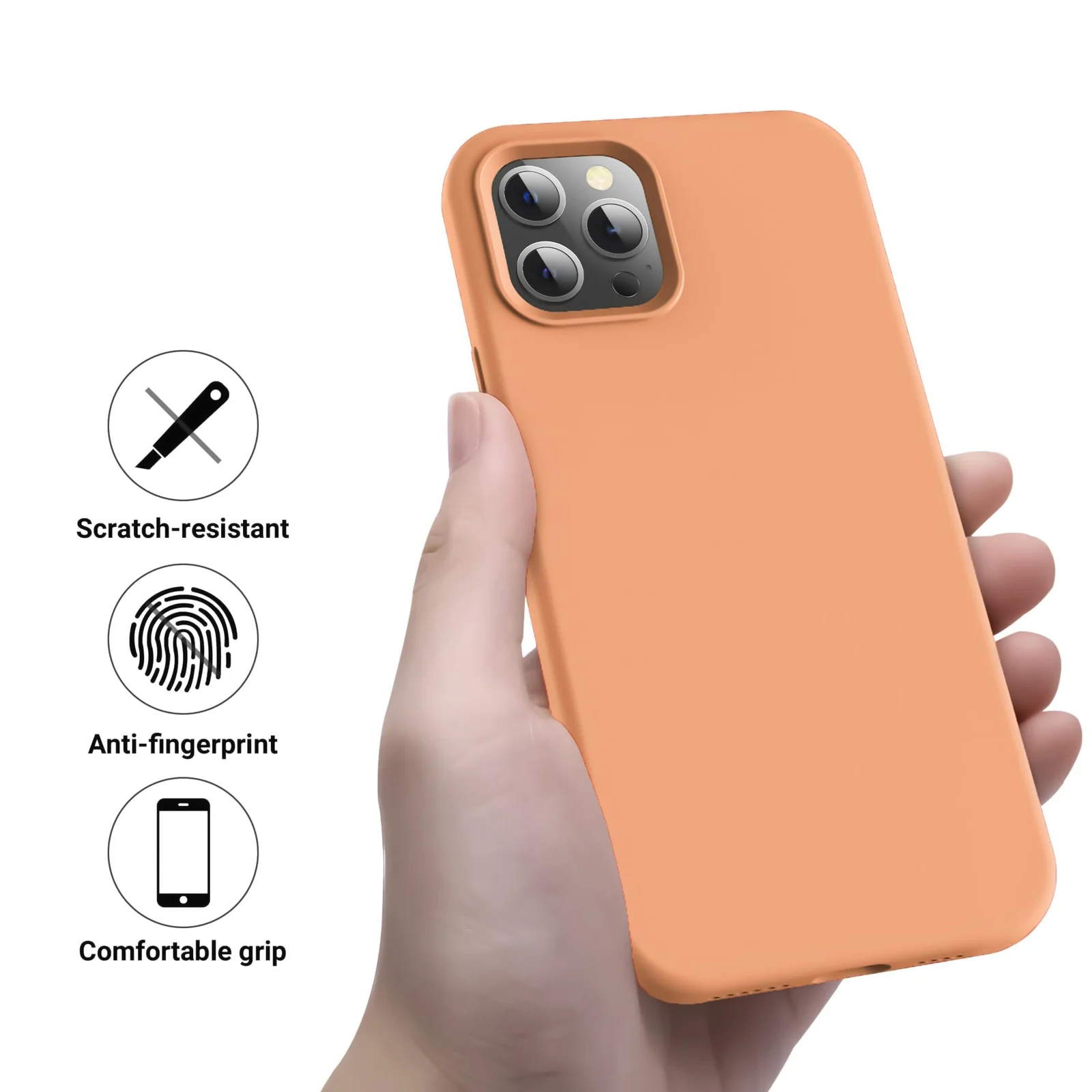 DL3 Mobilak Liquid Silicone Protective Case for iPhone 11 Pro Max (6.5 Inch) with Camera Protection and Microfiber Lining - Orange