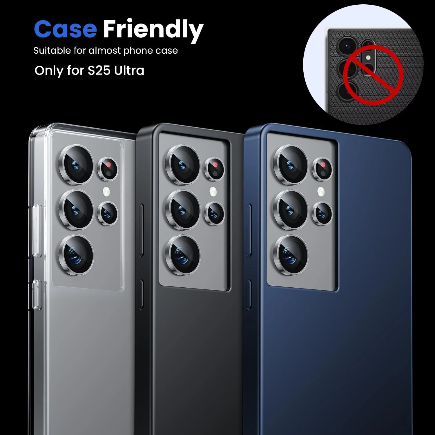 DL3 Mobilak for Samsung Galaxy S25 Ultra Camera Lens Protector, Individual Lens Protectors, Scratch-Resistant Ultra-Thin Tempered Glass with Aluminum Ring Cover, Galaxy S25 Ultra Case Friendly - Silver